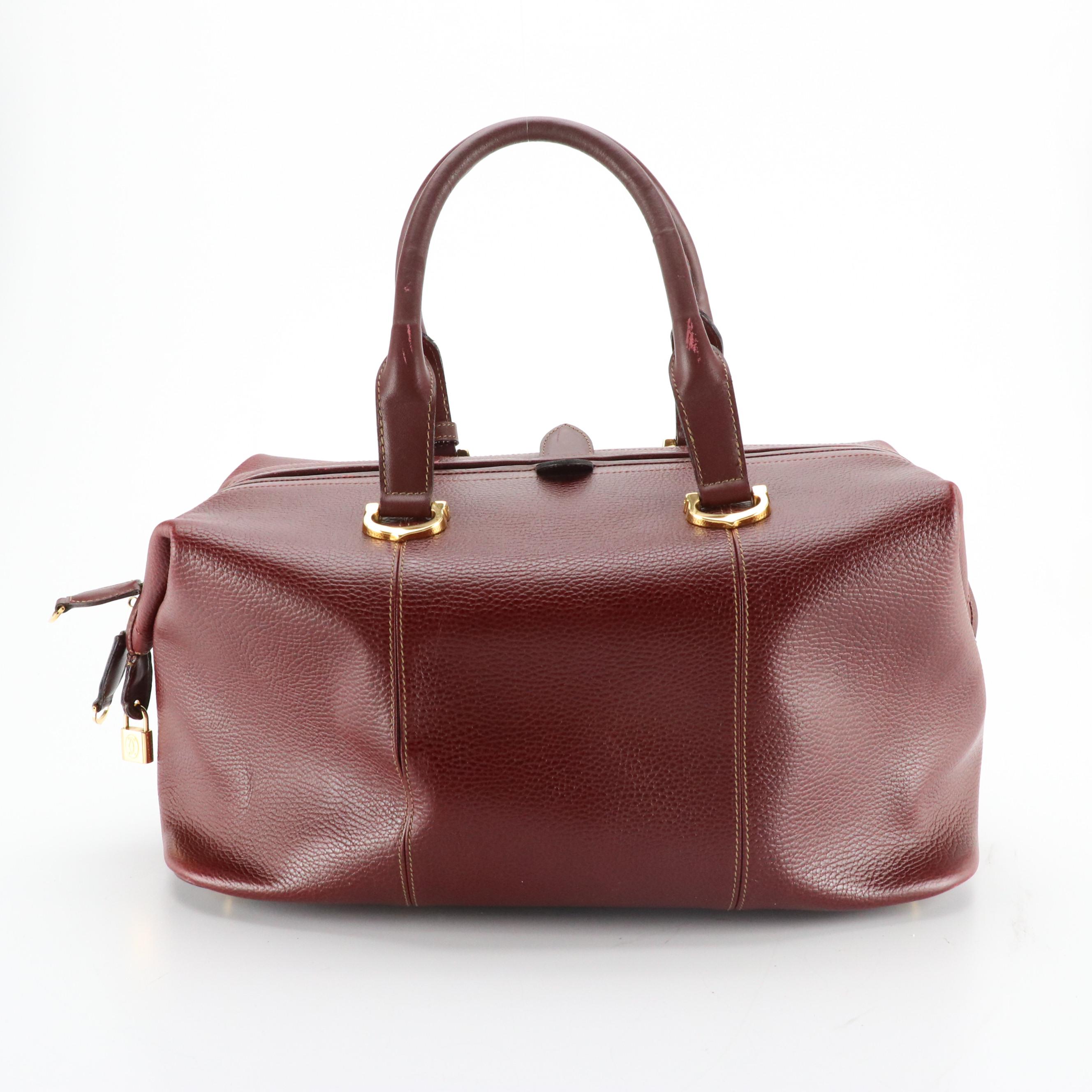 Cartier Must de Cartier Expandable Weekender Bag in Burgundy Leather