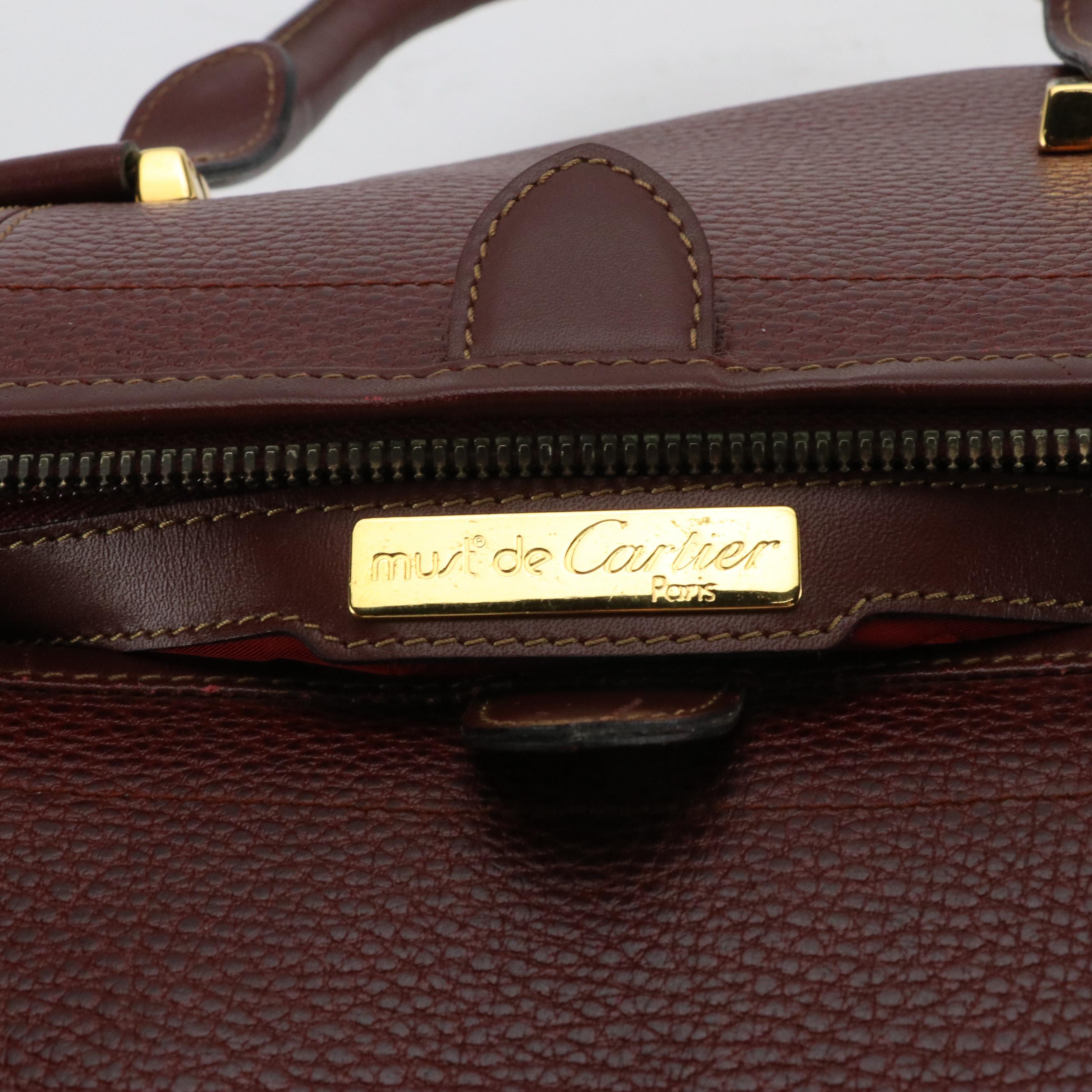Cartier Must de Cartier Expandable Weekender Bag in Burgundy Leather