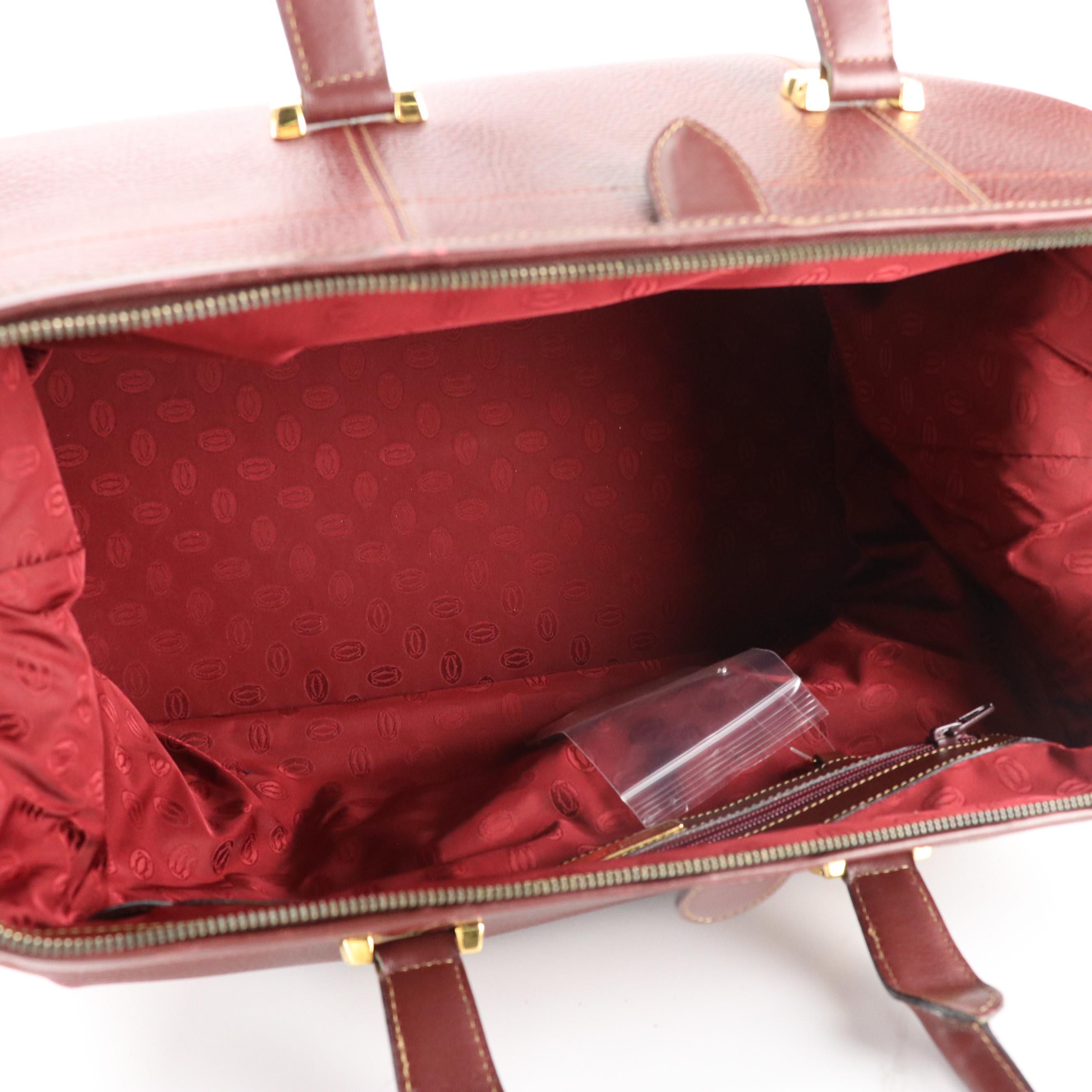 Cartier Must de Cartier Expandable Weekender Bag in Burgundy Leather
