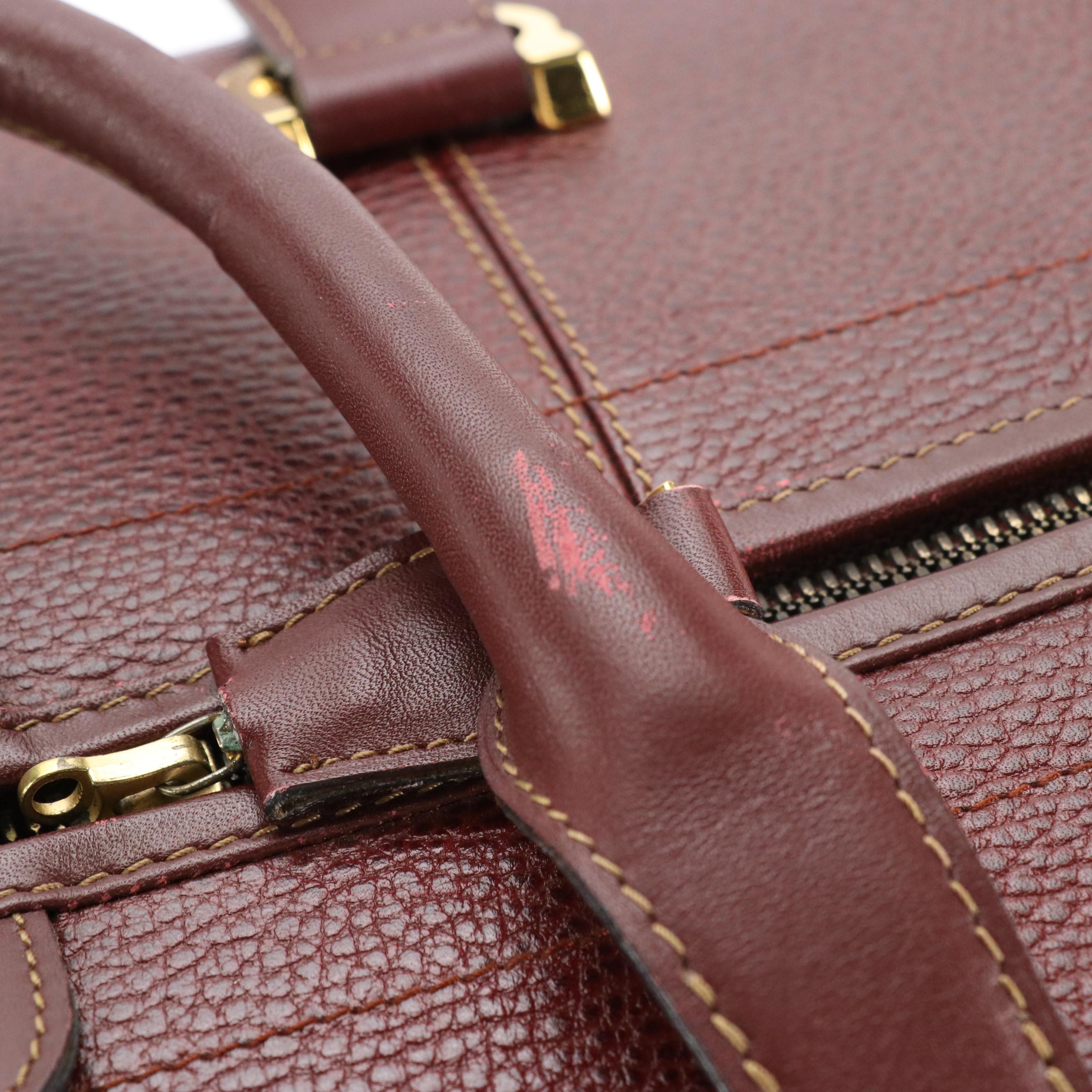 Cartier Must de Cartier Expandable Weekender Bag in Burgundy Leather