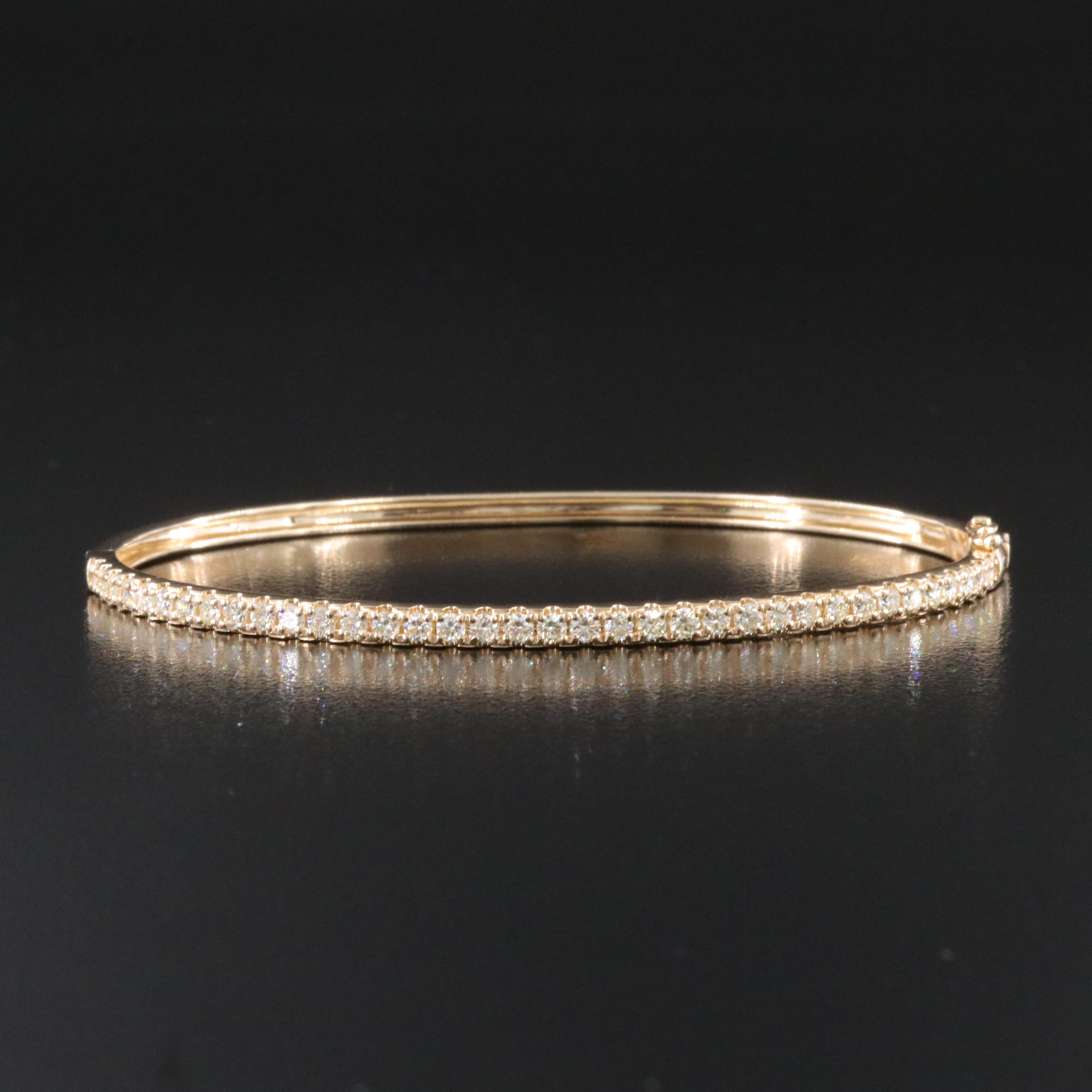 14K 1.08 CTW Diamond Hinged Bangle