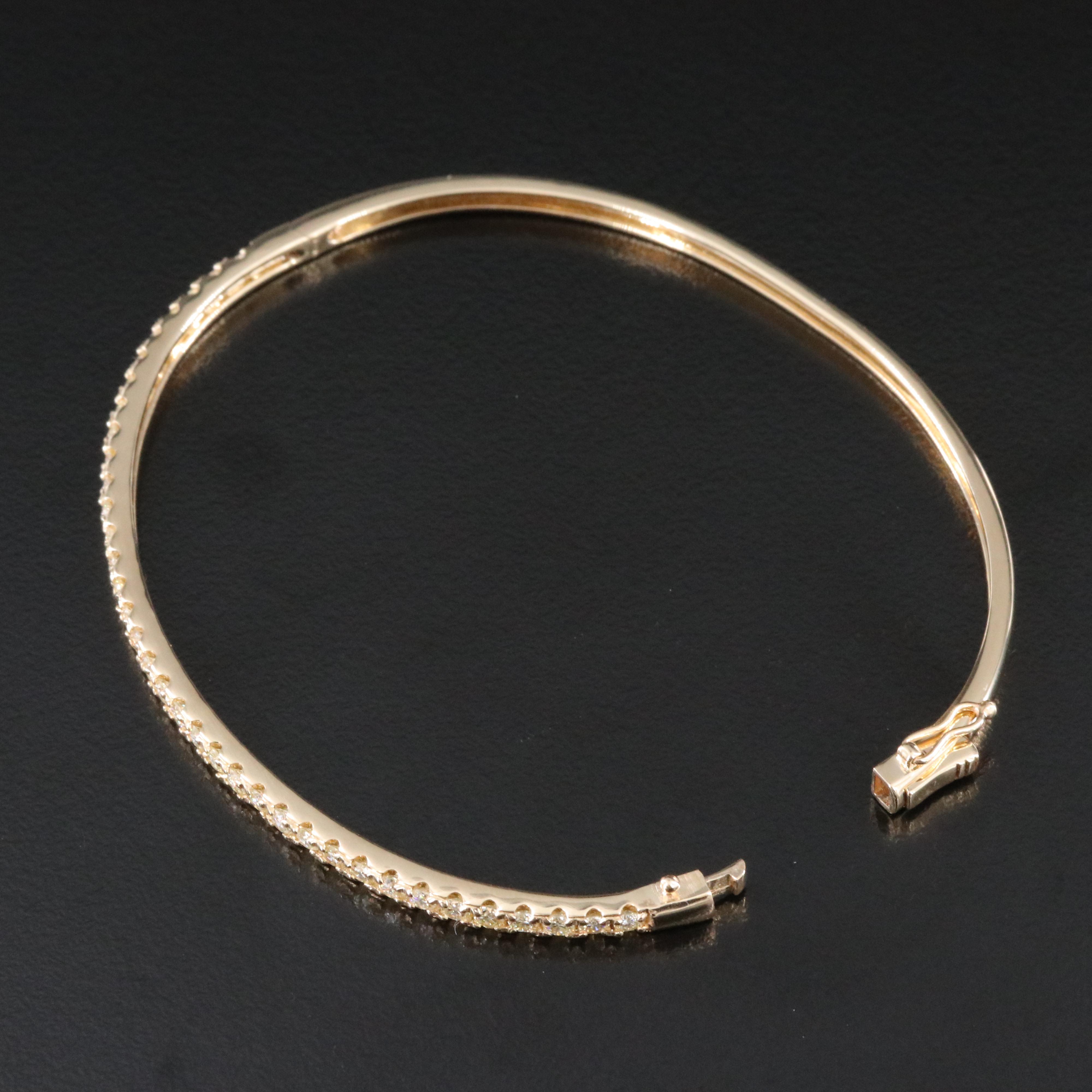 14K 1.08 CTW Diamond Hinged Bangle