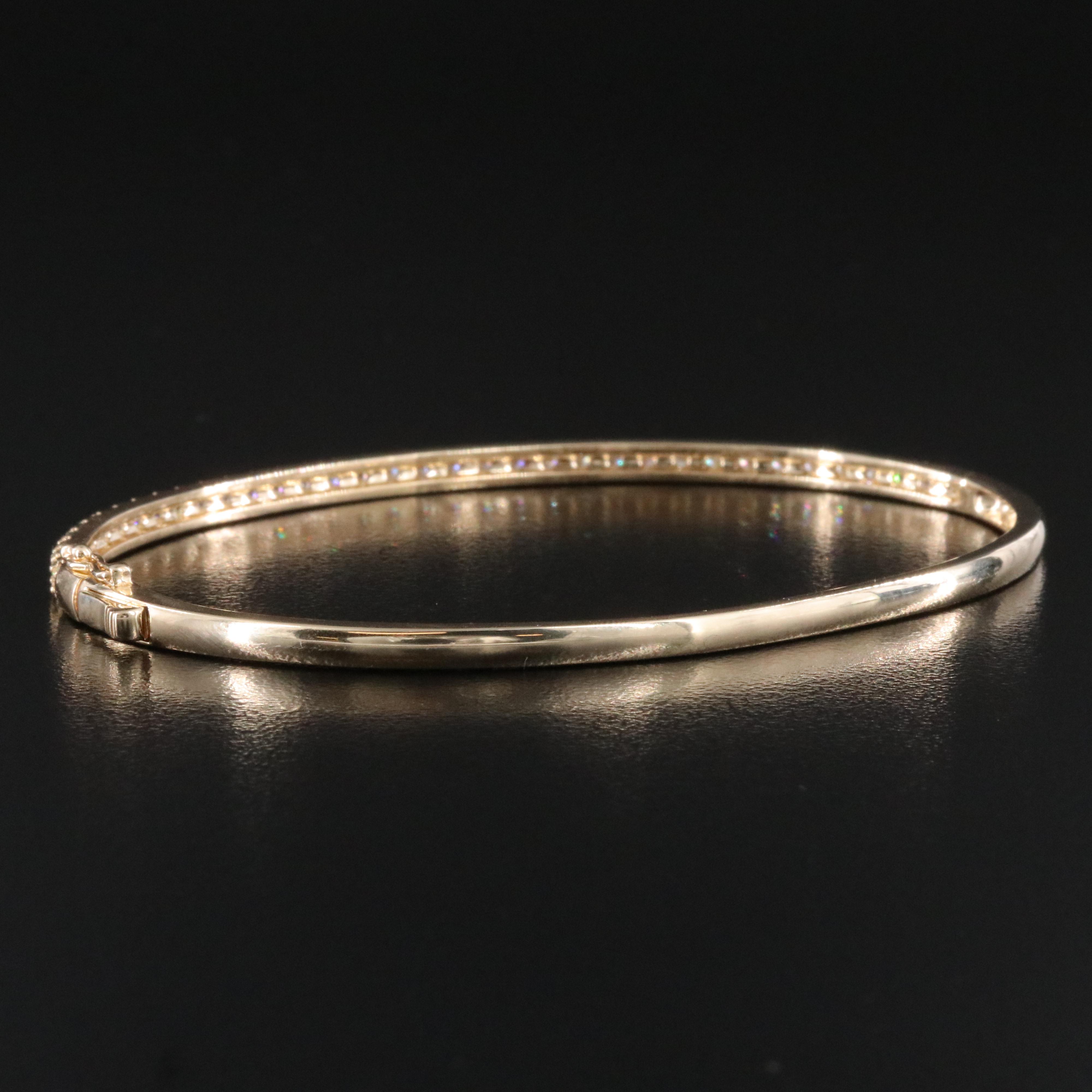 14K 1.08 CTW Diamond Hinged Bangle