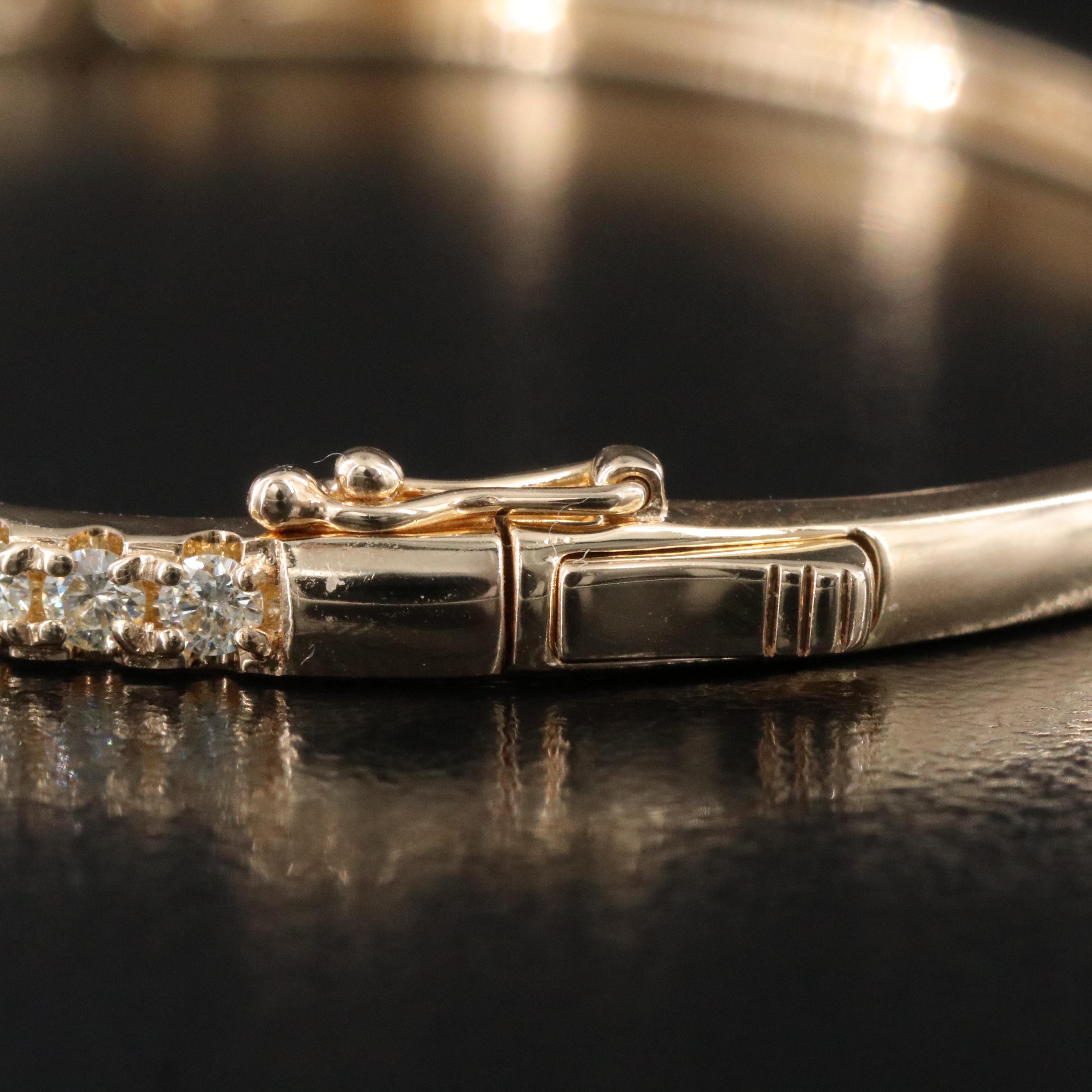 14K 1.08 CTW Diamond Hinged Bangle