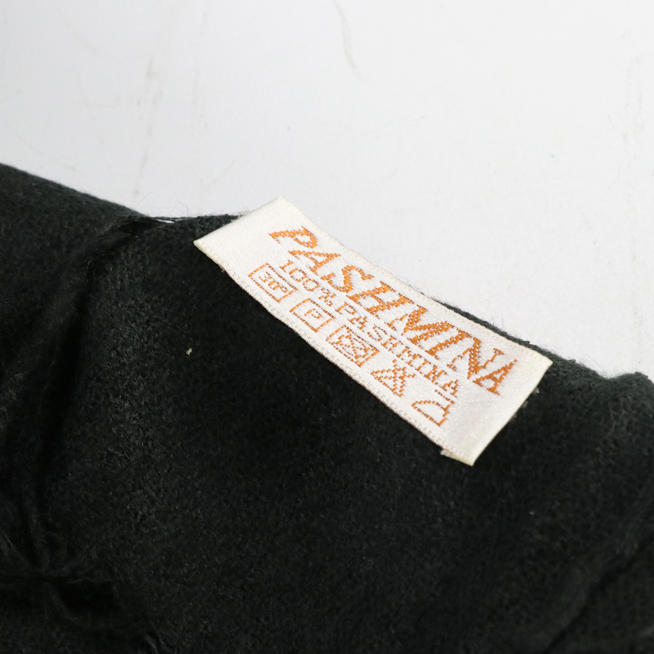 Pashmina Floral Embroidered Fringe Scarf and Other Leather Tote