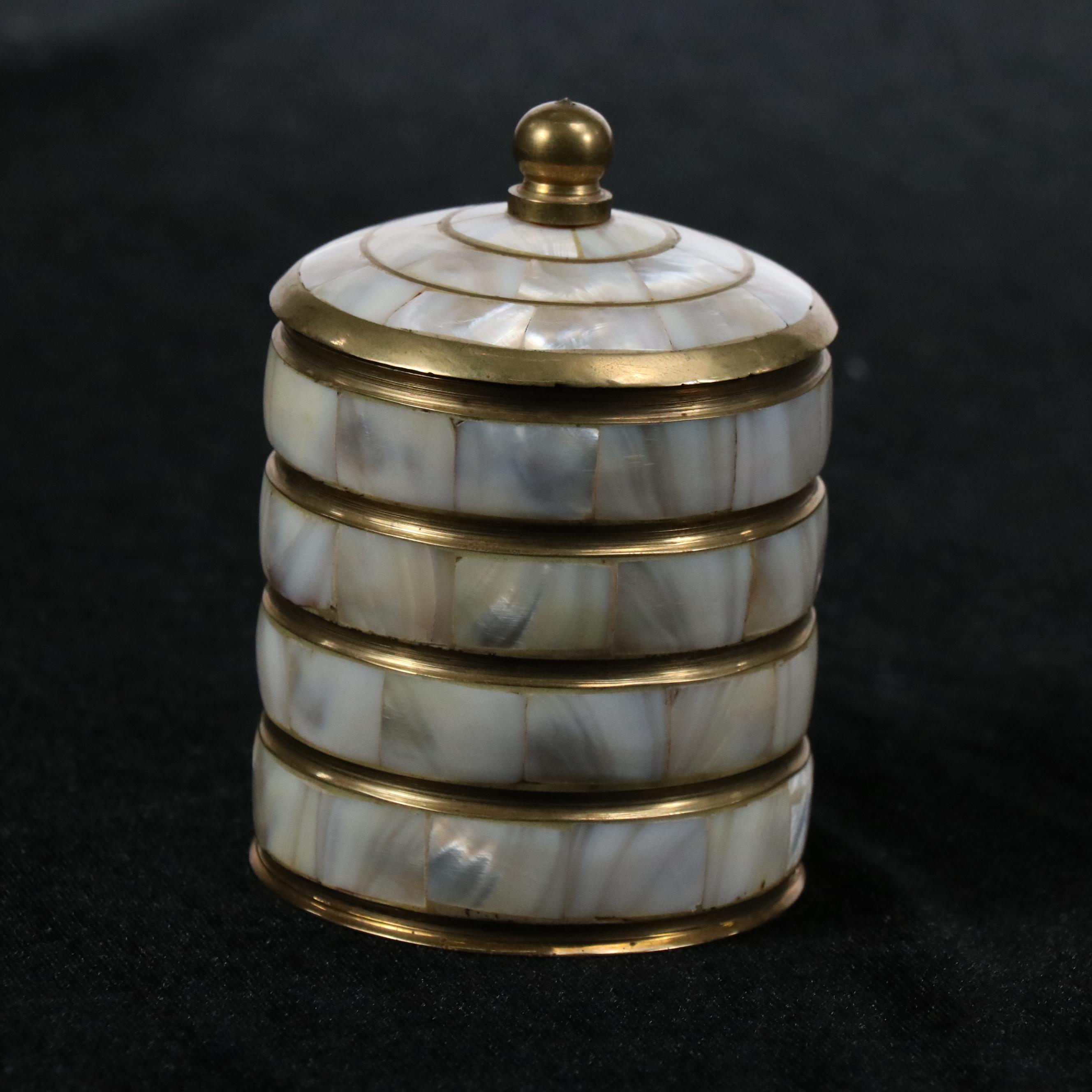 Mother-of-Pearl and Brass Decorative Box