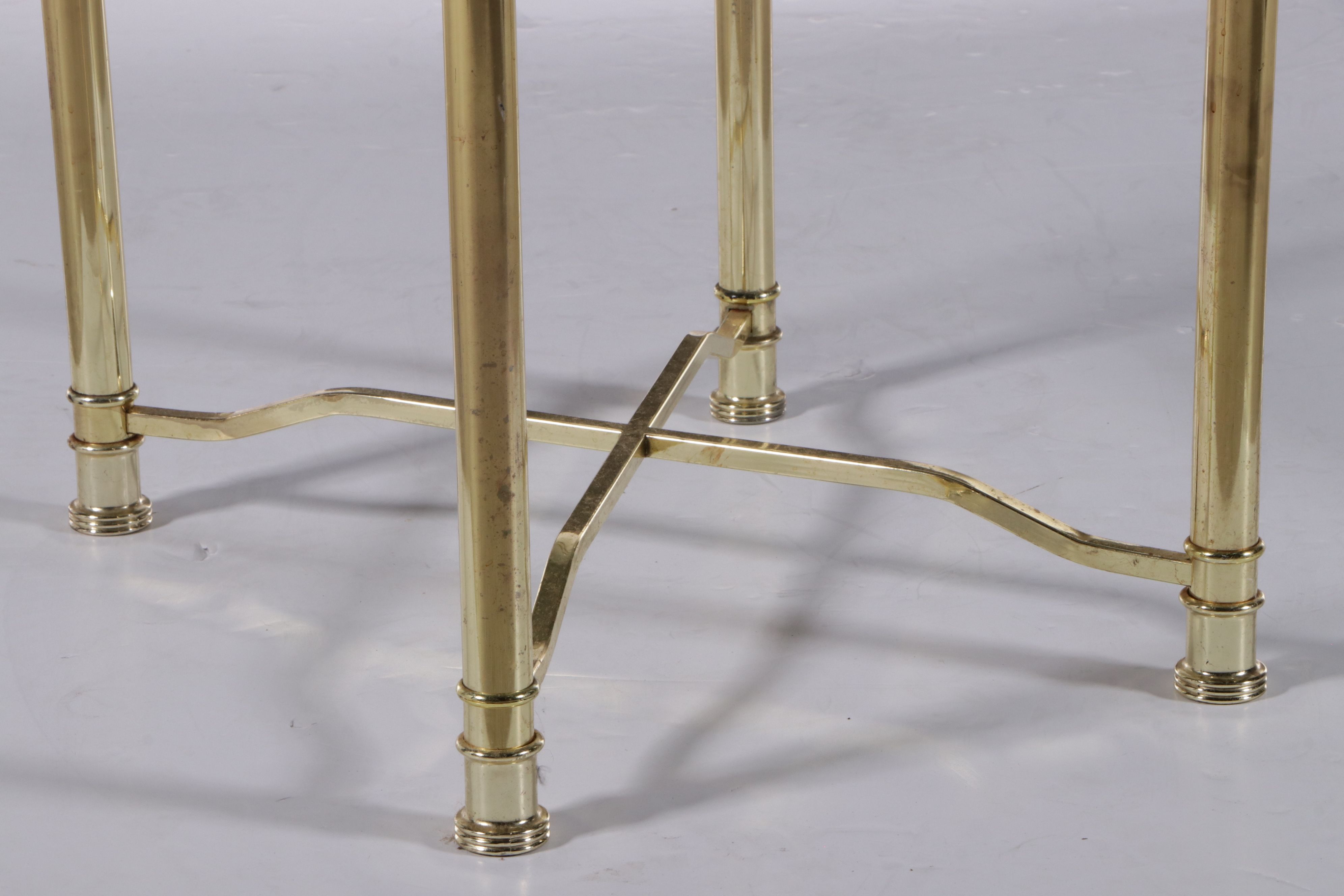 Hollywood Regency Style Brass Glass Top Coffee and Side Tables