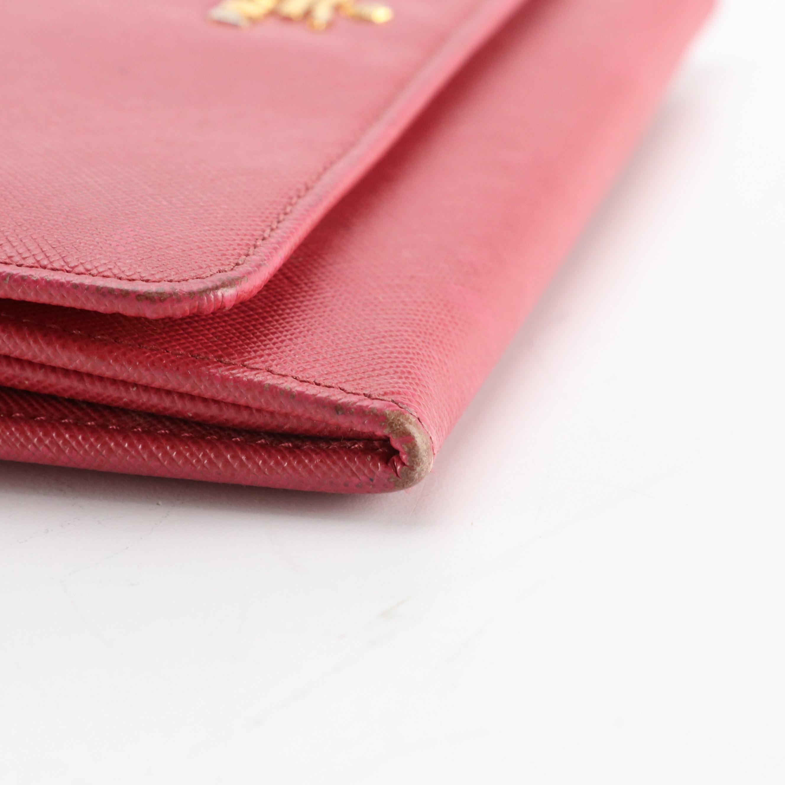 Prada Pink Rose Saffiano Leather Long Flap Wallet