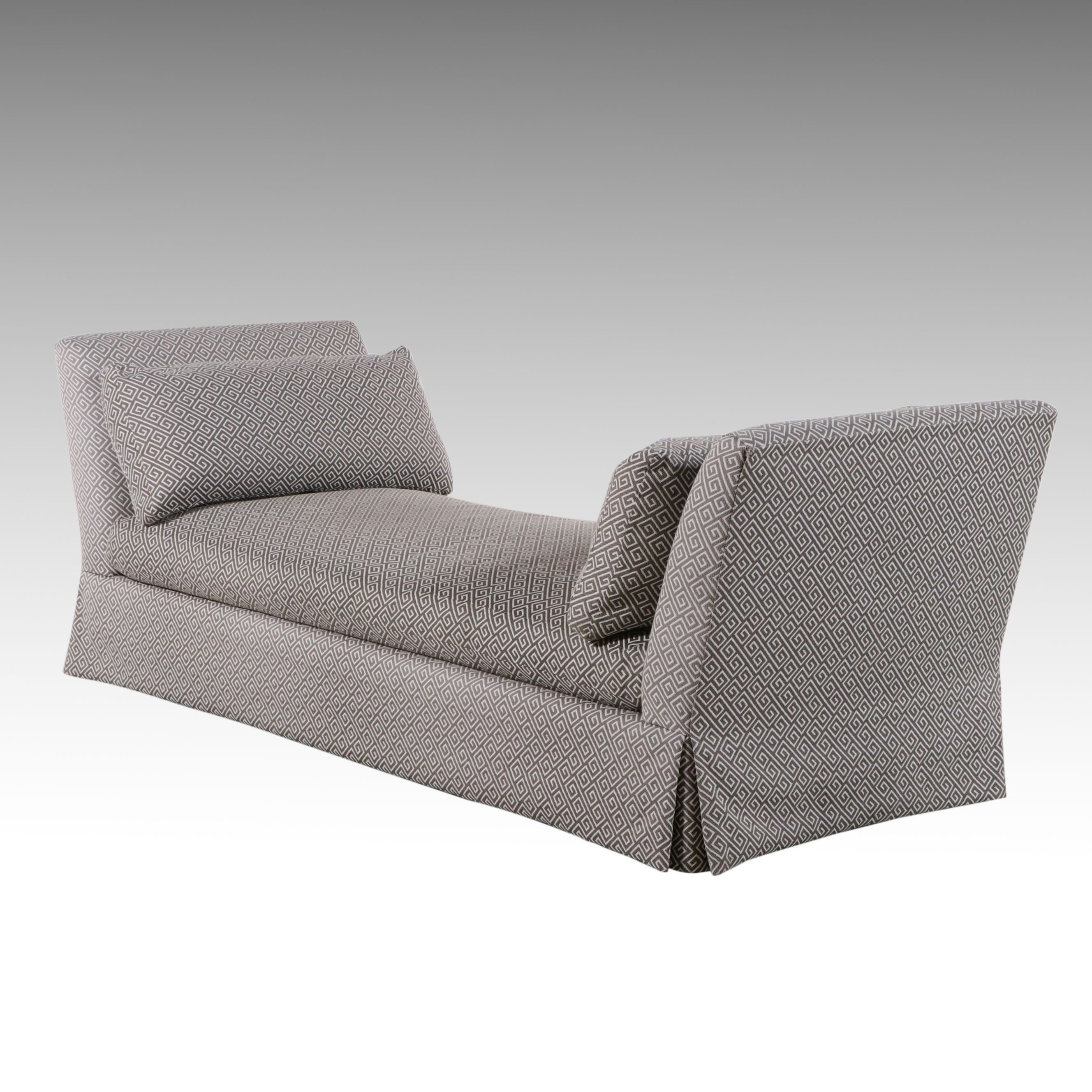 Contemporary Style Greek Key Pattern Upholstered Chaise