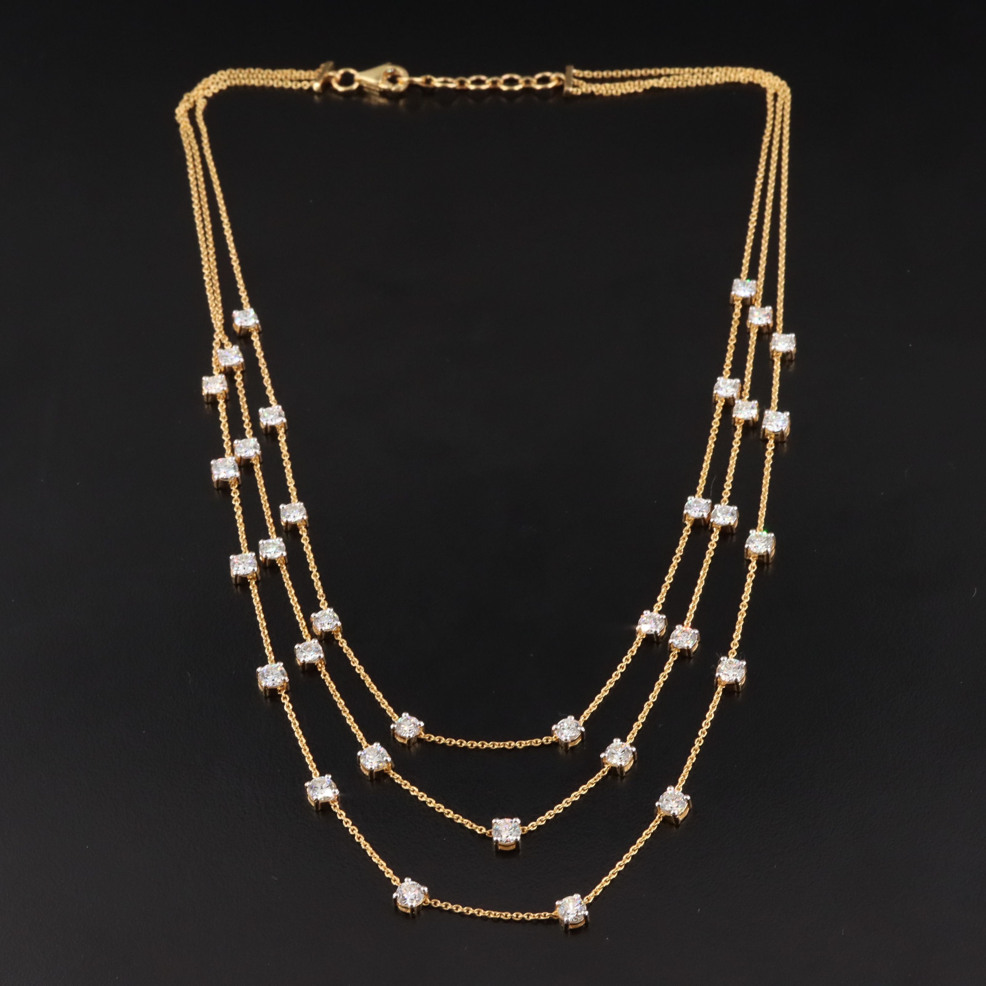 14K 6.29 CTW Diamond Layered Necklace with GIA Report