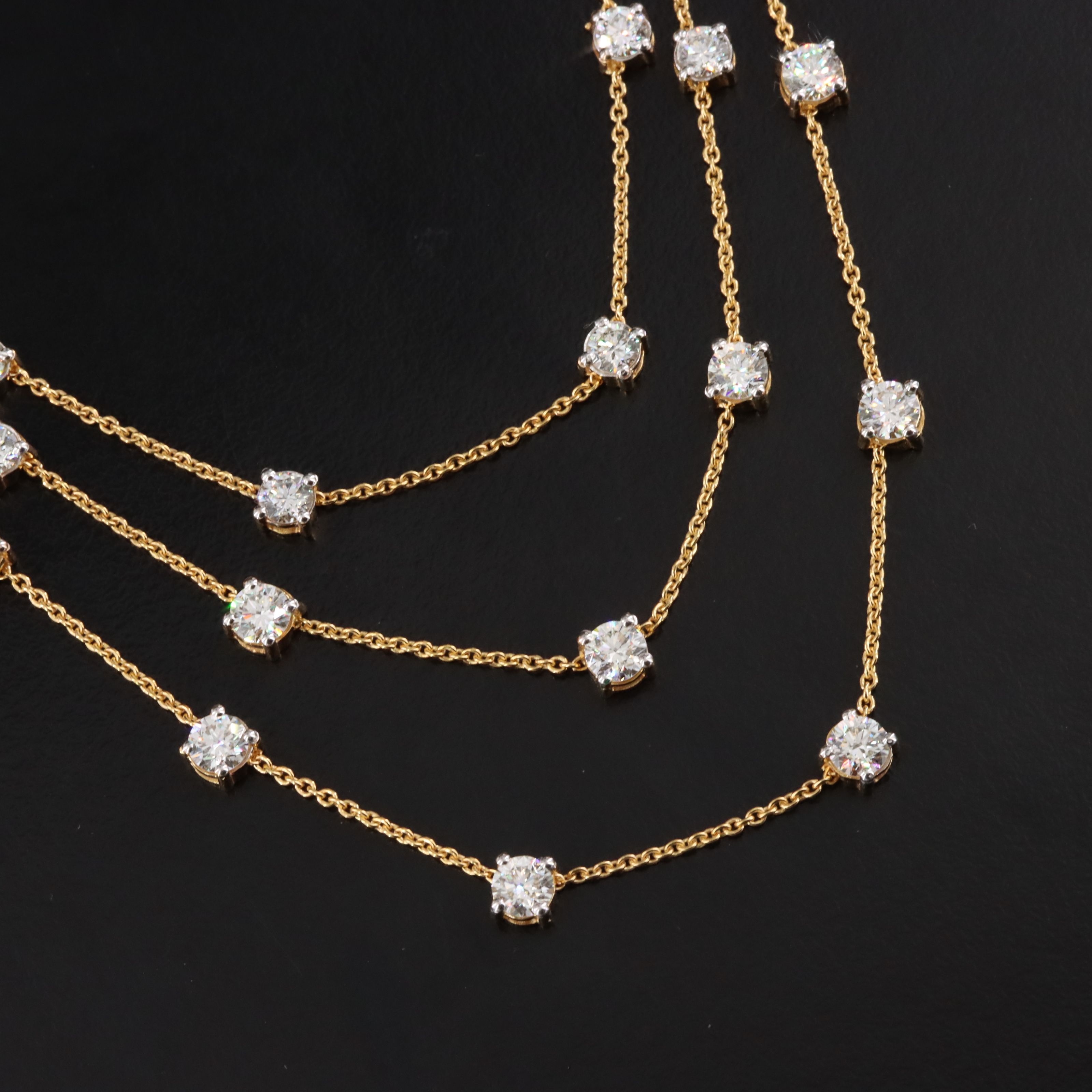 14K 6.29 CTW Diamond Layered Necklace with GIA Report