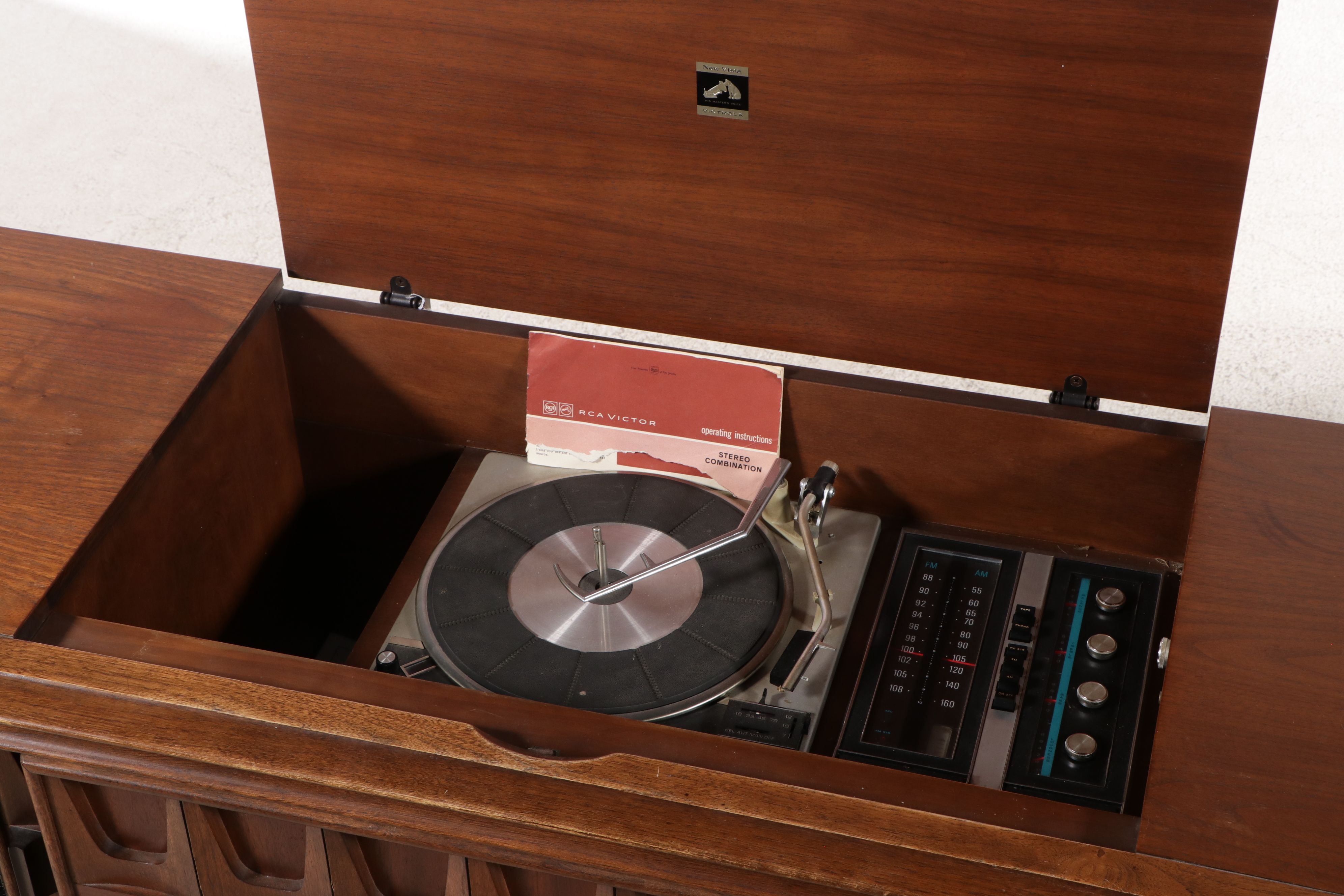 Mid Century Modern RCA Victor-Victrola Walnut Record Player Cabinet