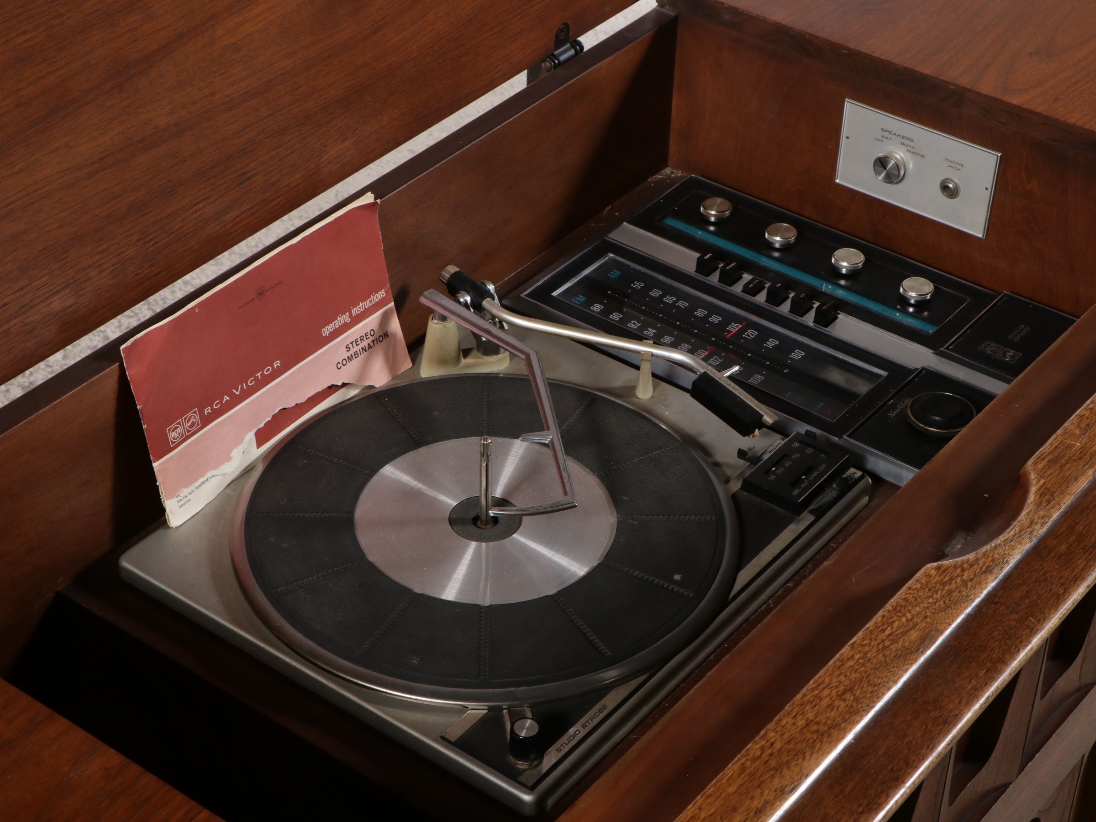 Mid Century Modern RCA Victor-Victrola Walnut Record Player Cabinet