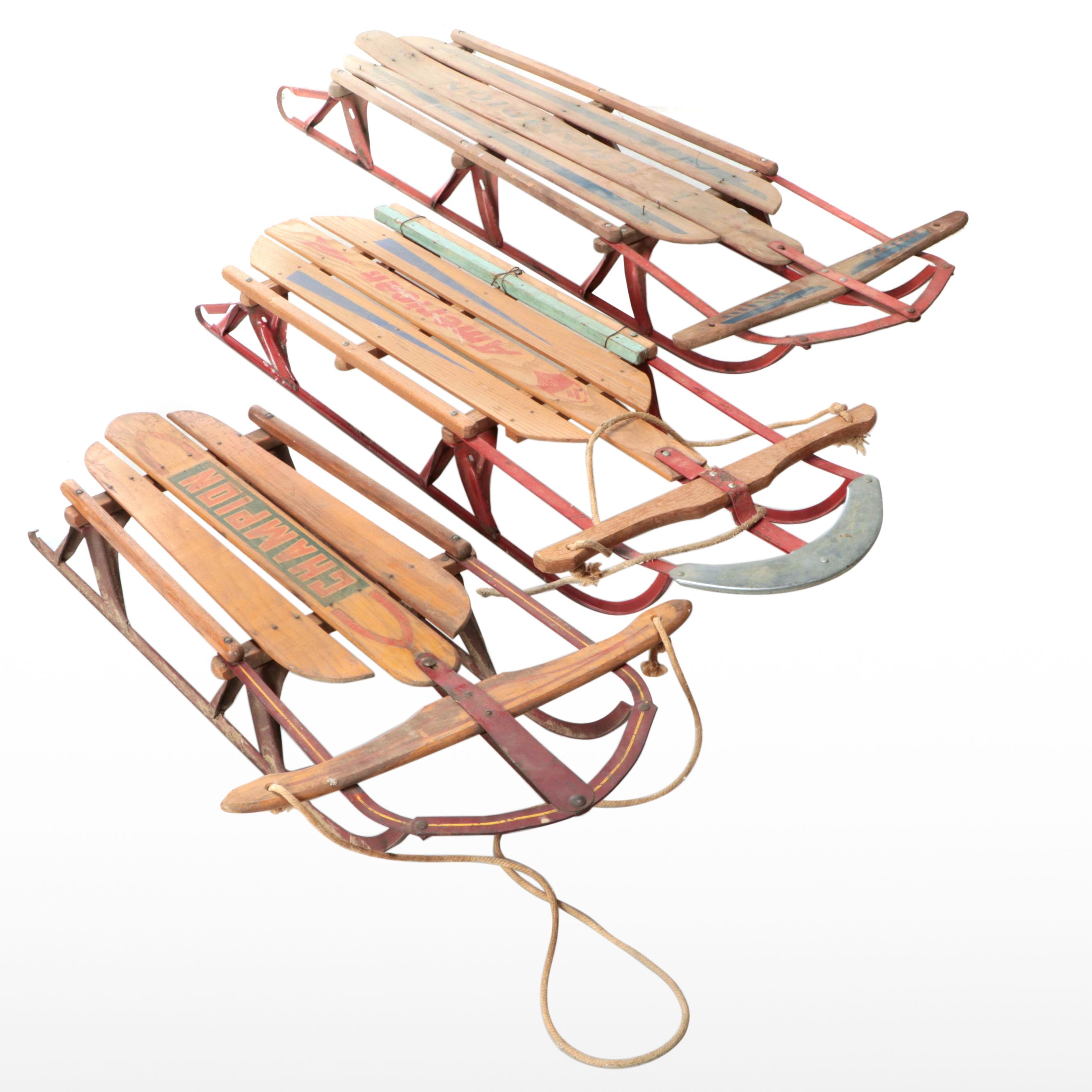 Champion and American Wooden Runner Sleds
