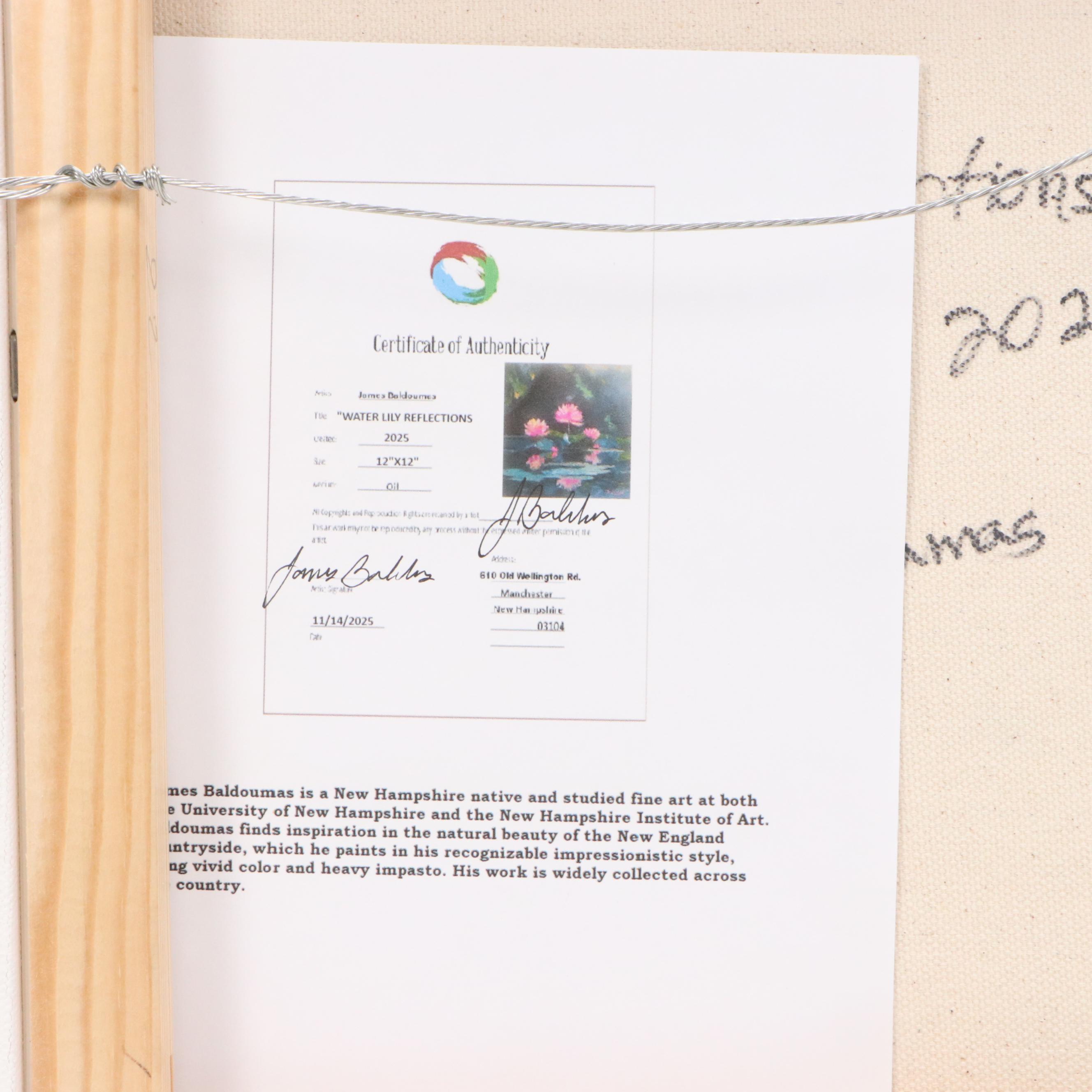 James Baldoumas Oil Painting "Water Lily Reflections," 2025