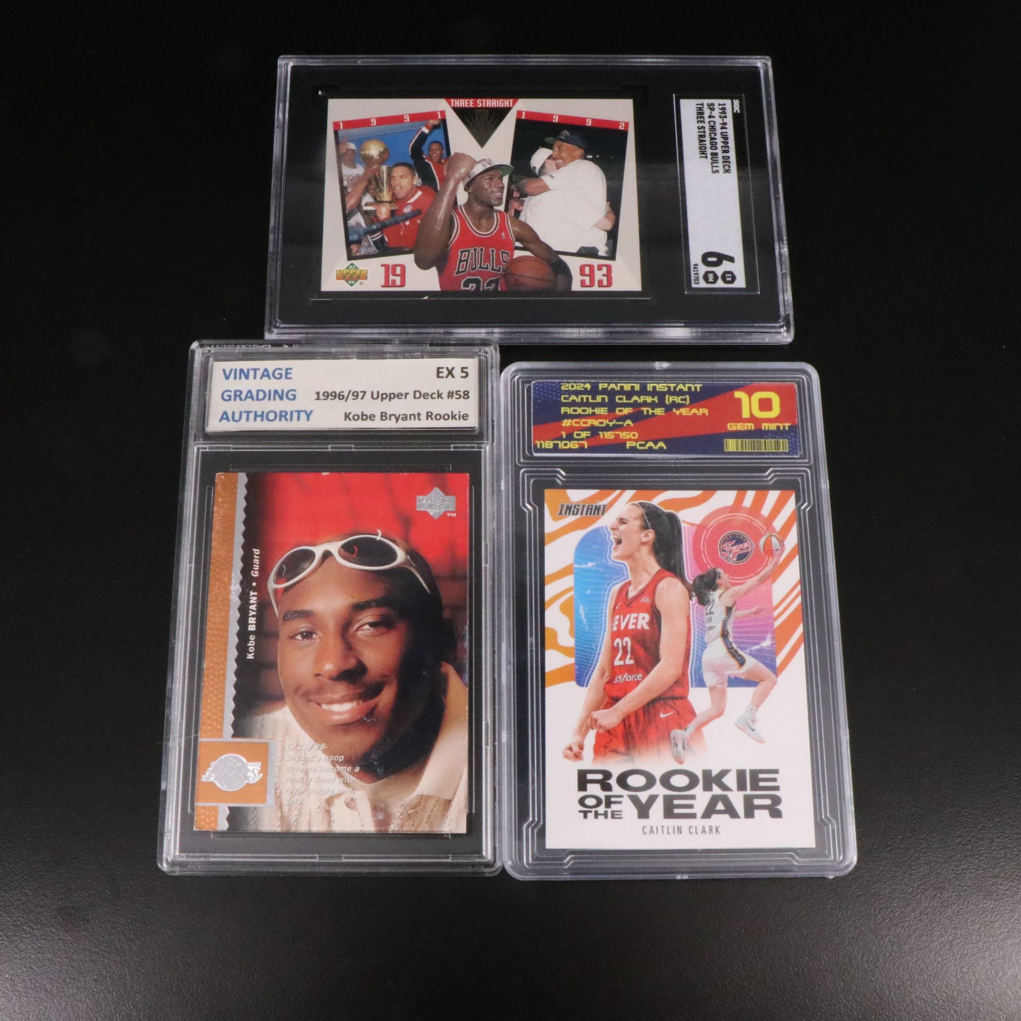 Kobe Bryant and Caitlin Clark Slabbed Rookie Cards with More