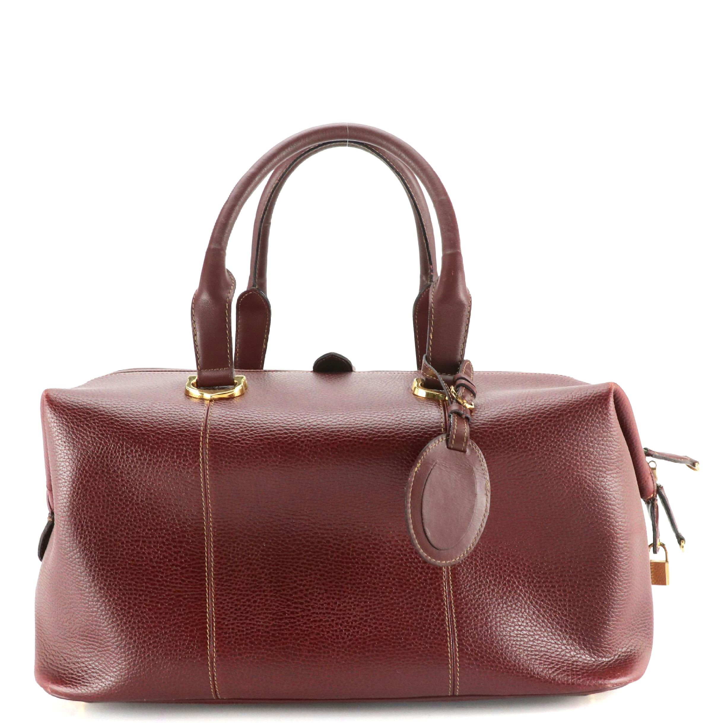 Cartier Must de Cartier Expandable Weekender Bag in Burgundy Leather