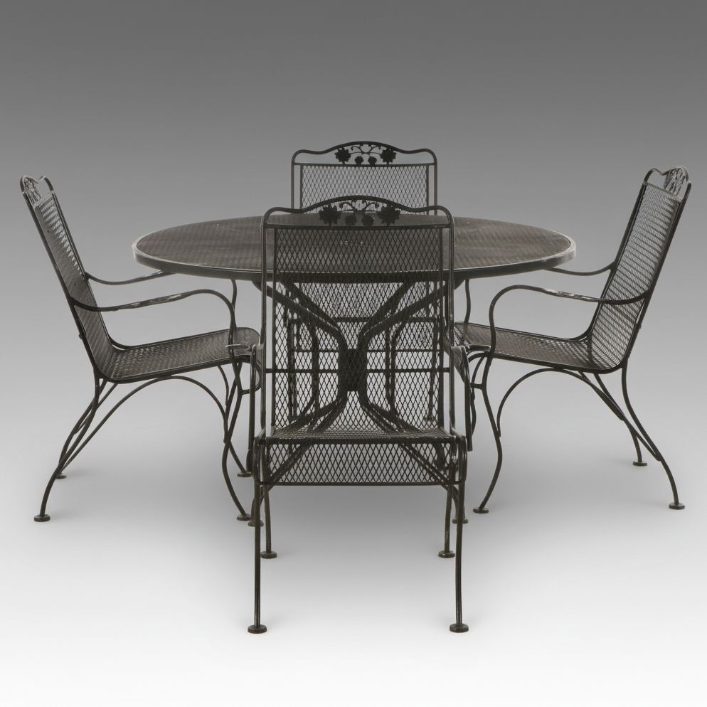 Iron Mesh Five-Piece Patio Dining Set, Late 20th Century