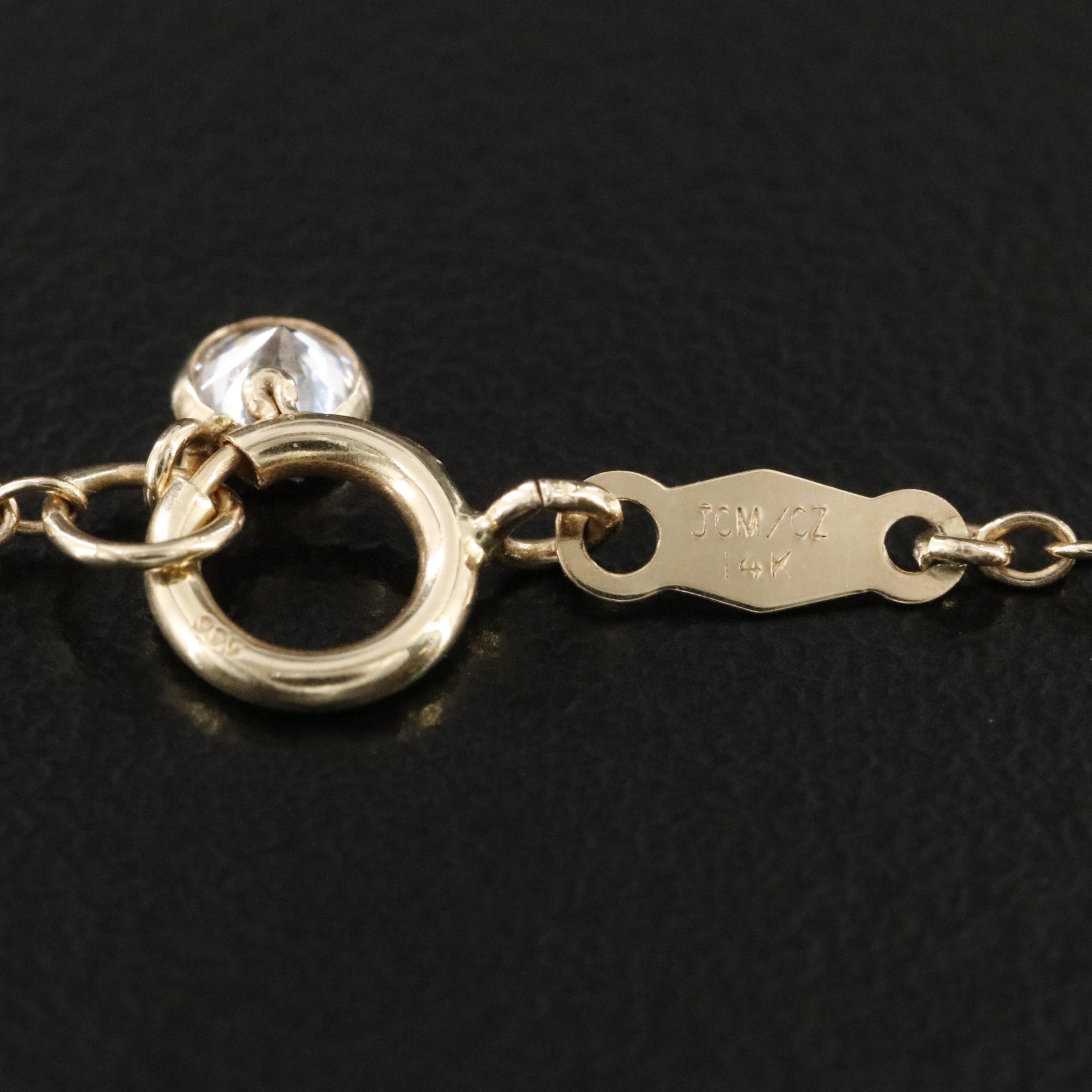 14K CZ Station Necklace