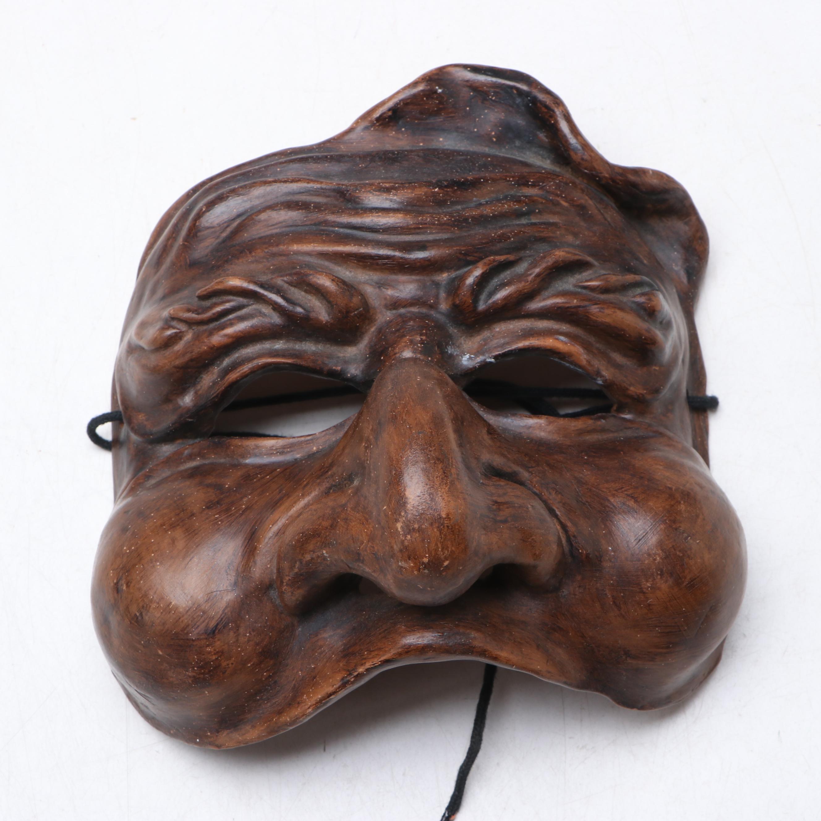 Chinese Sancai Ware Guardian Lion with Italian Theater Style Half Mask