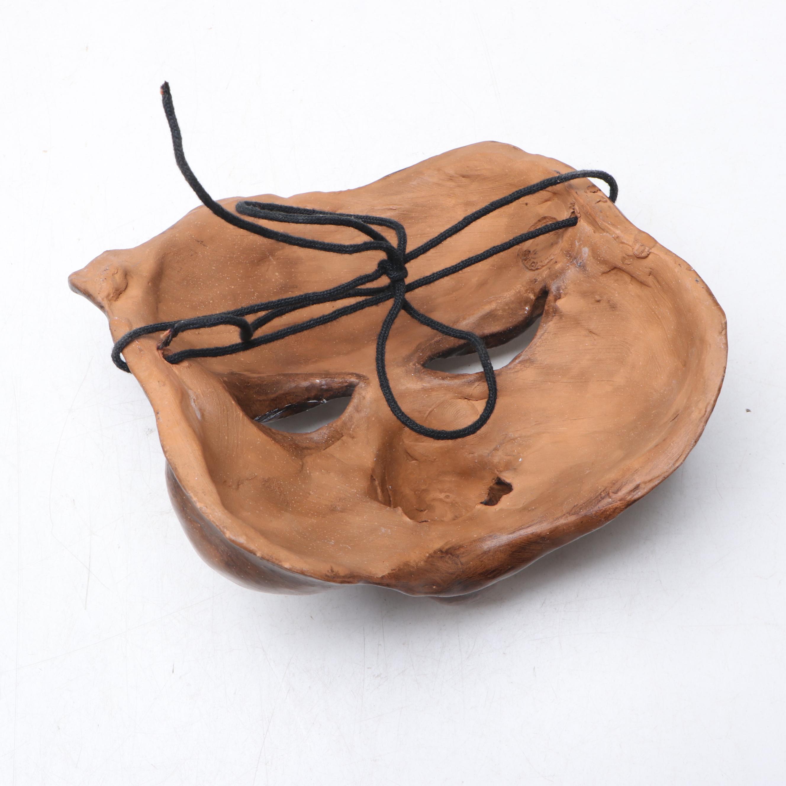 Chinese Sancai Ware Guardian Lion with Italian Theater Style Half Mask