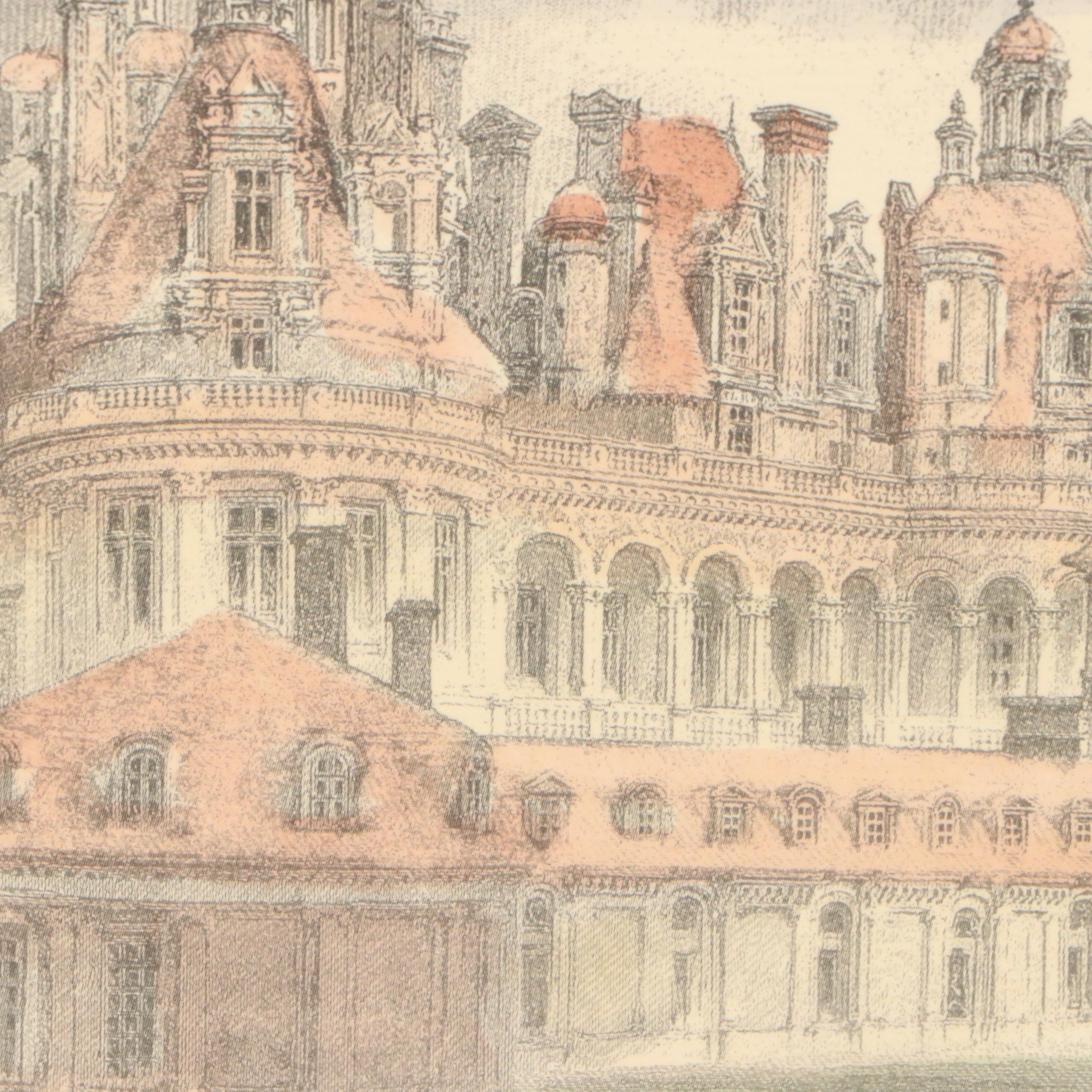 Hand-Colored Halftone Reproductions "Château de Chambord" and "Château de Blois"
