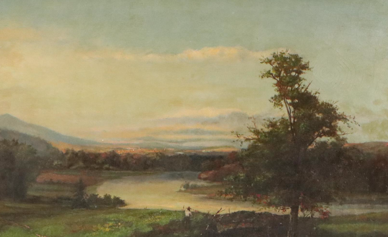Continental School River Landscape Oil Painting, 19th Century