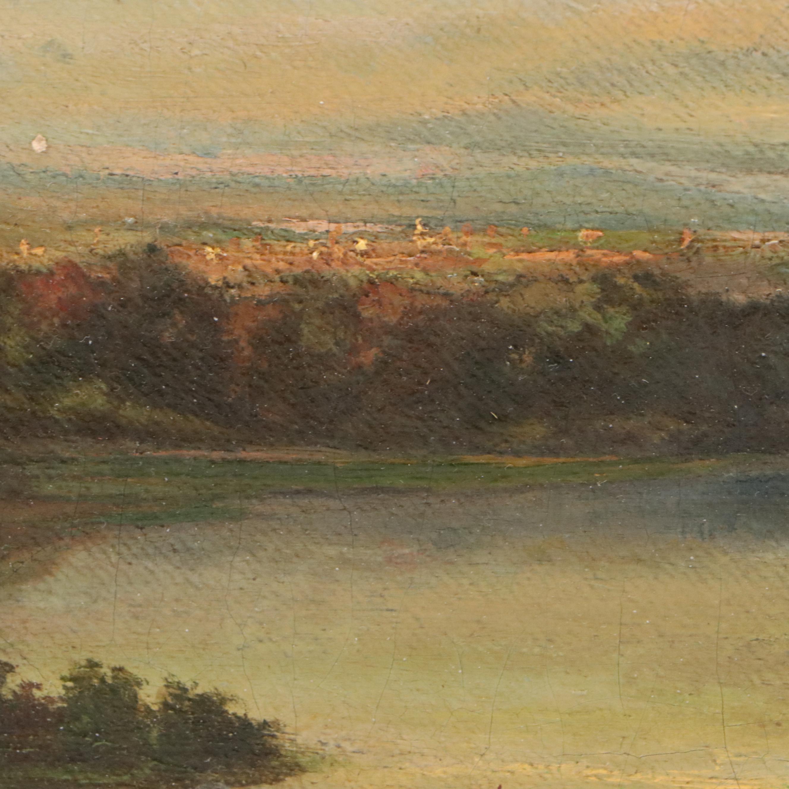Continental School River Landscape Oil Painting, 19th Century