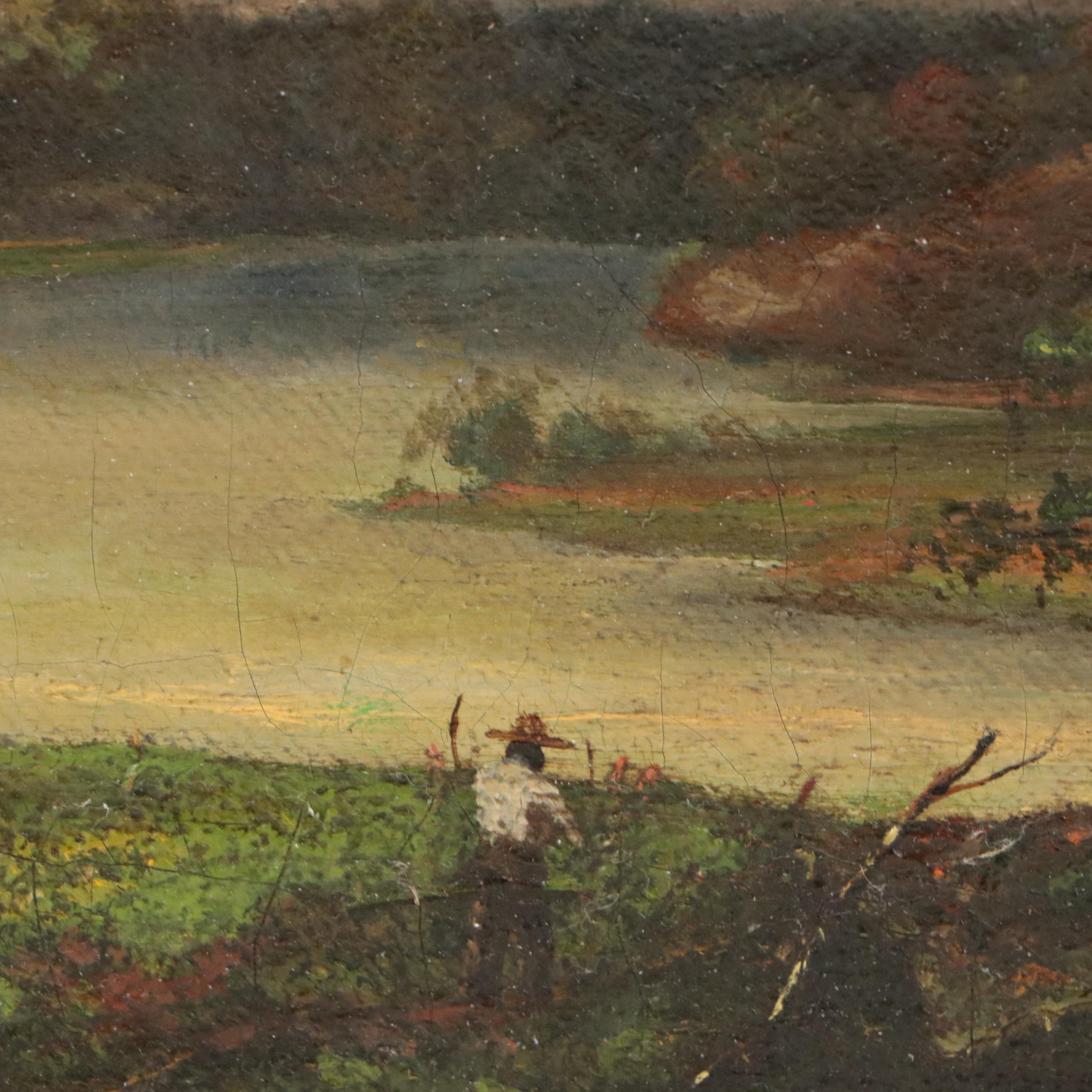 Continental School River Landscape Oil Painting, 19th Century