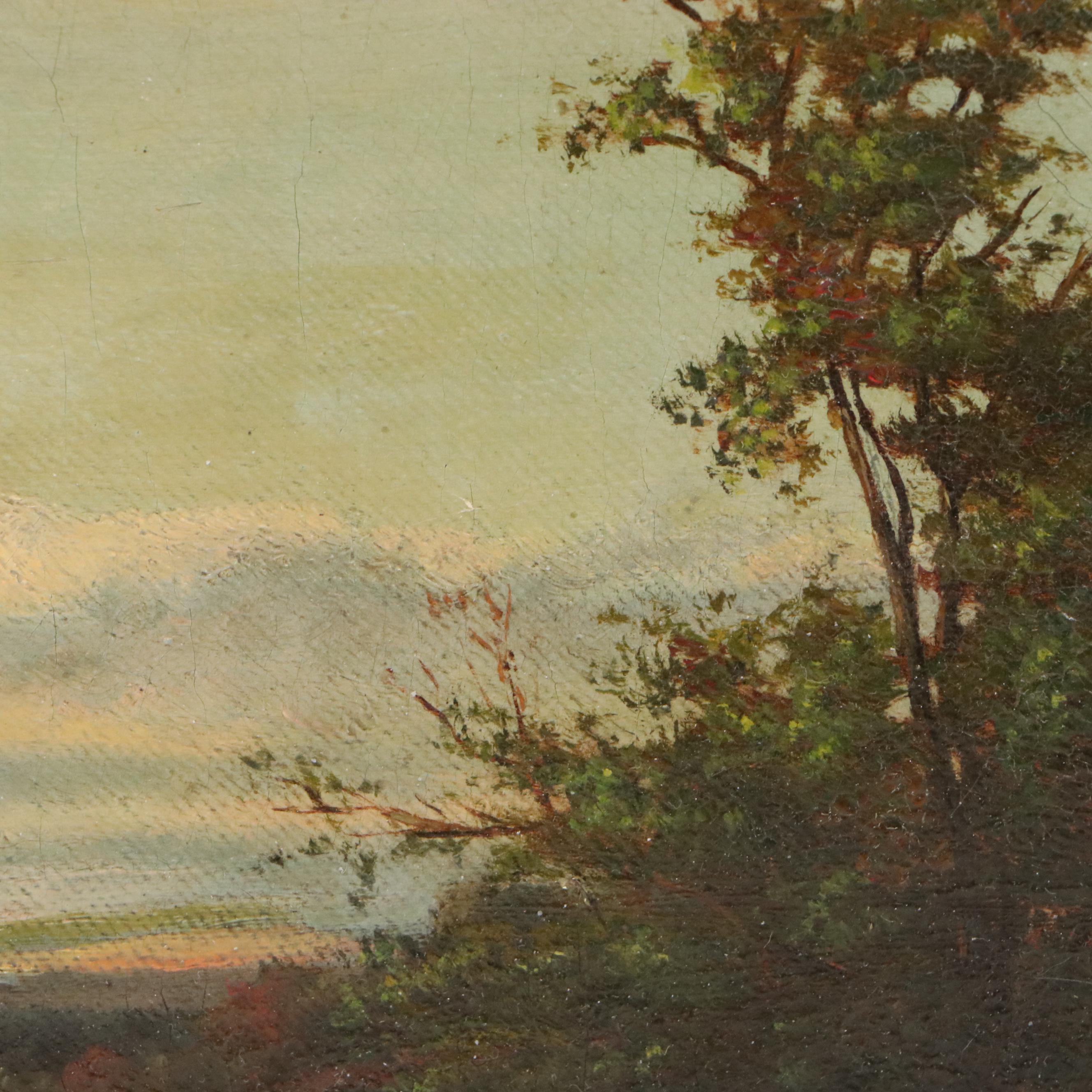 Continental School River Landscape Oil Painting, 19th Century