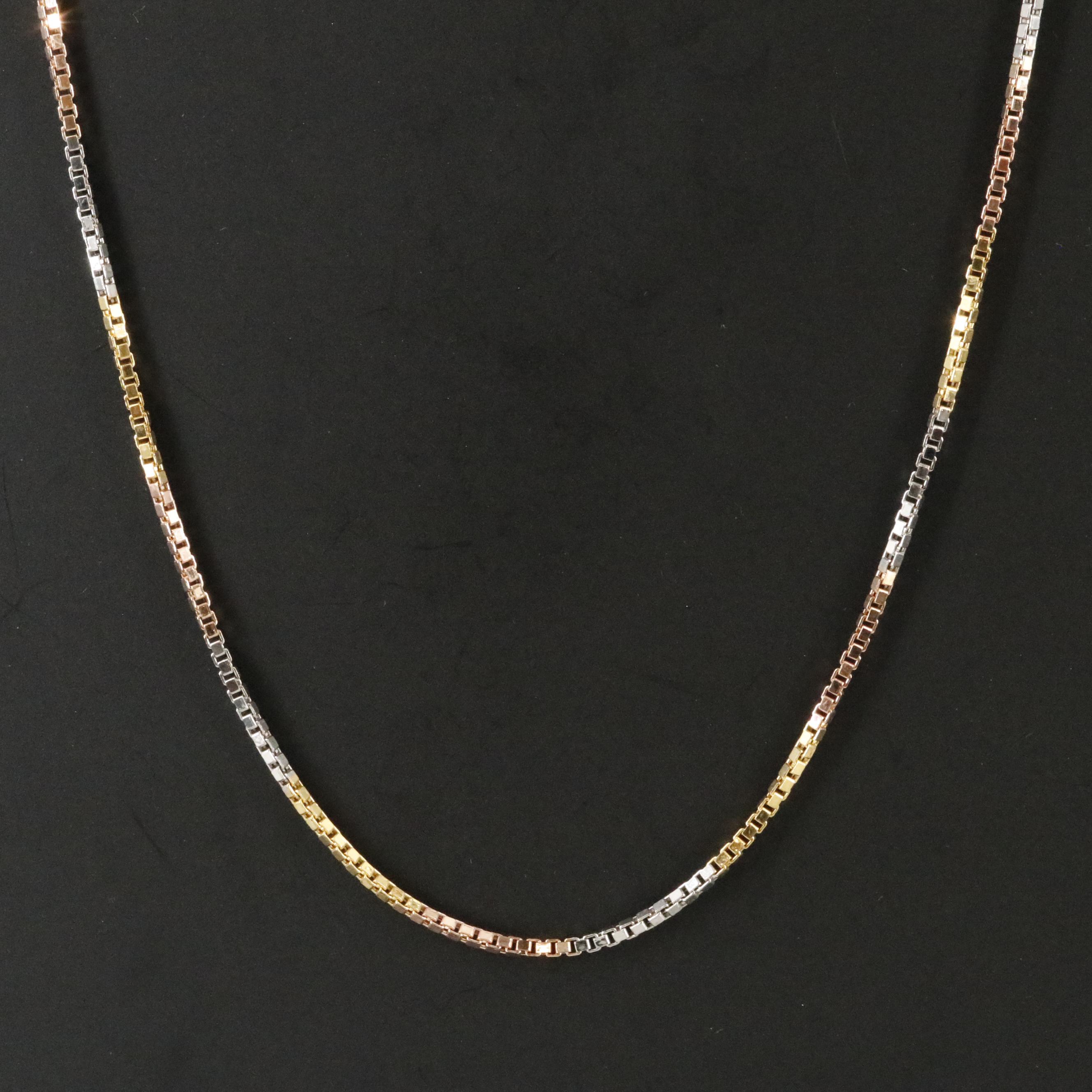 14K Tri-Color Box Chain Necklace