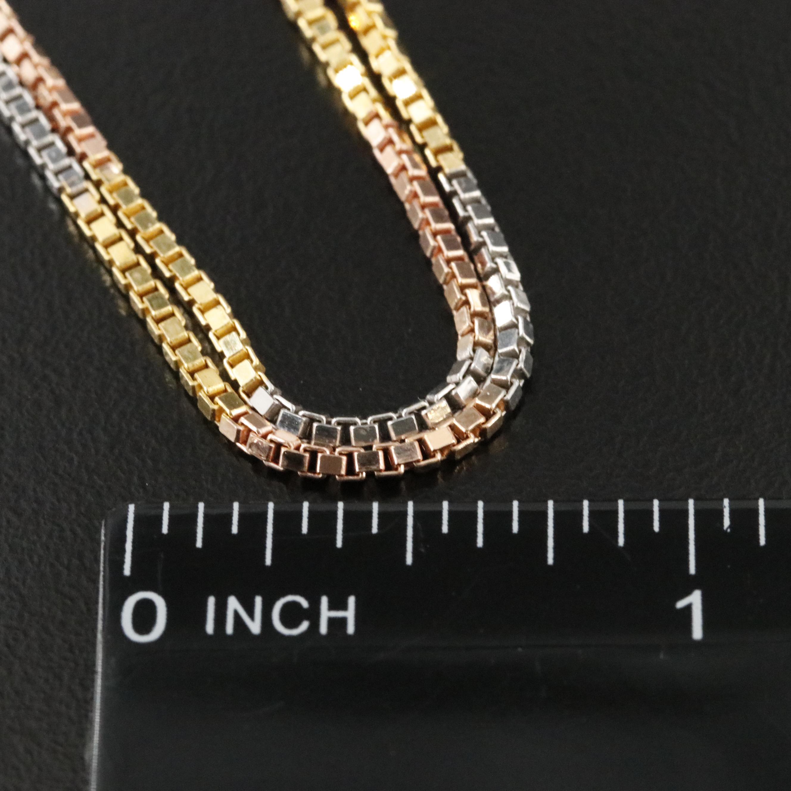 14K Tri-Color Box Chain Necklace