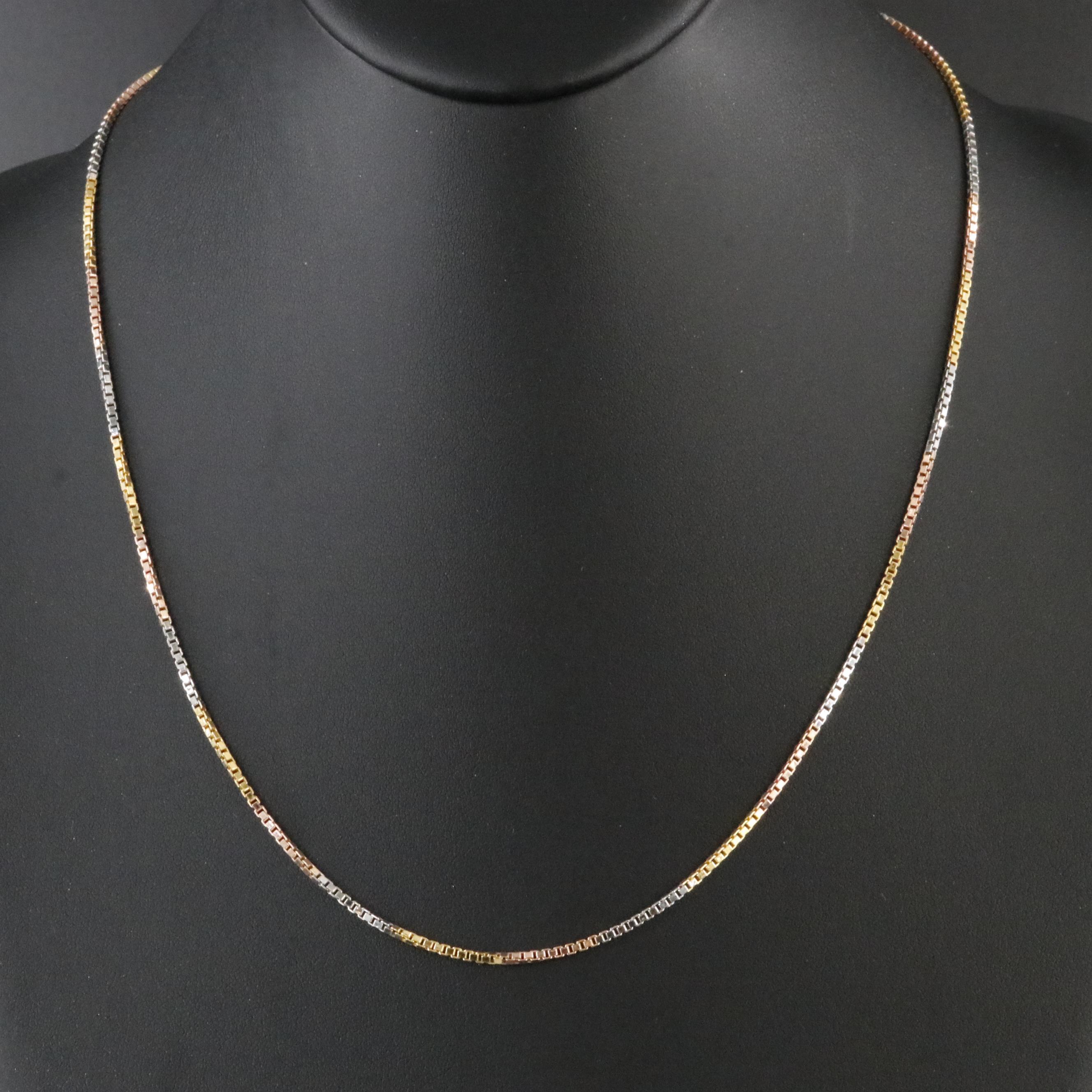14K Tri-Color Box Chain Necklace