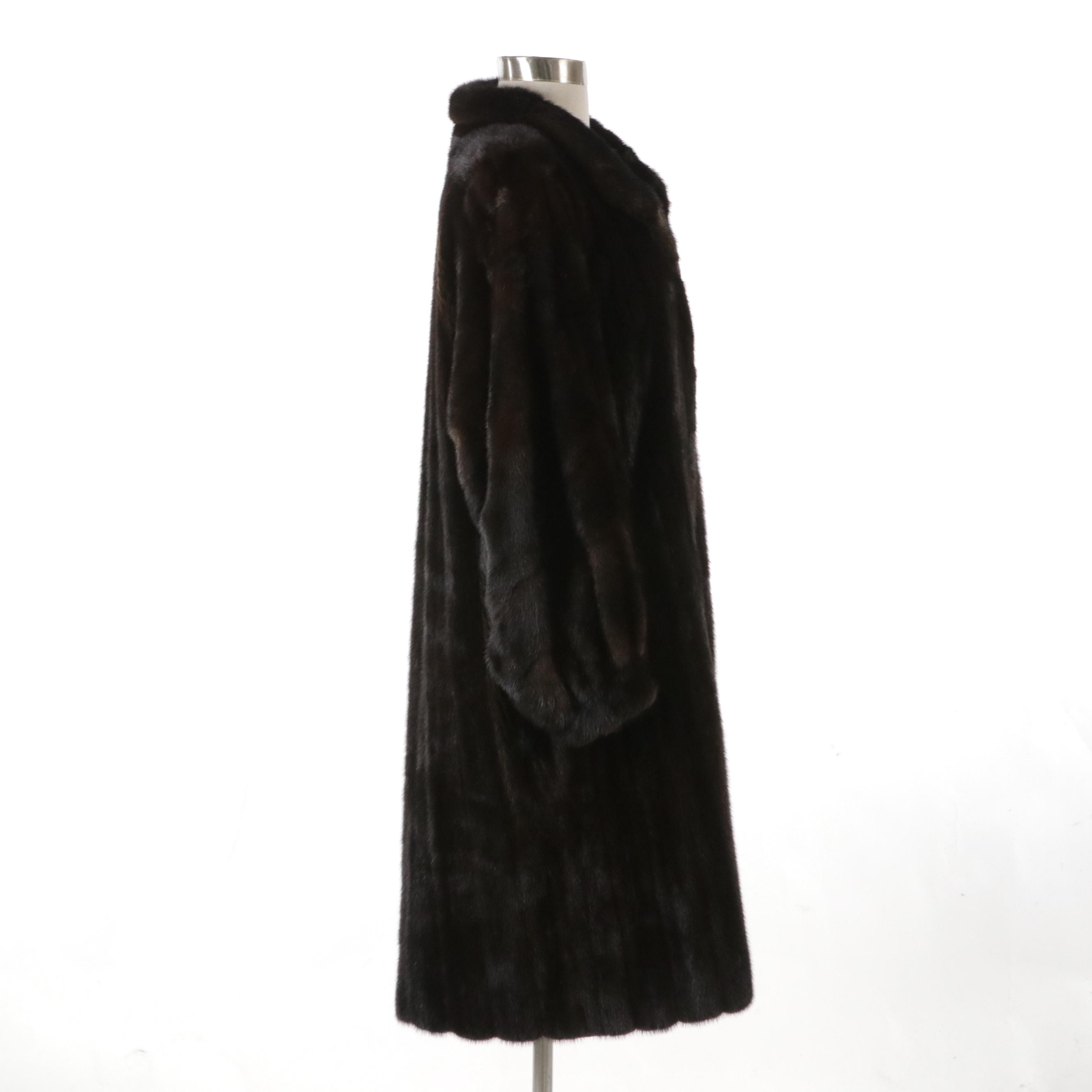 Dennis Basso Mahogany Mink Fur Mid Length Coat