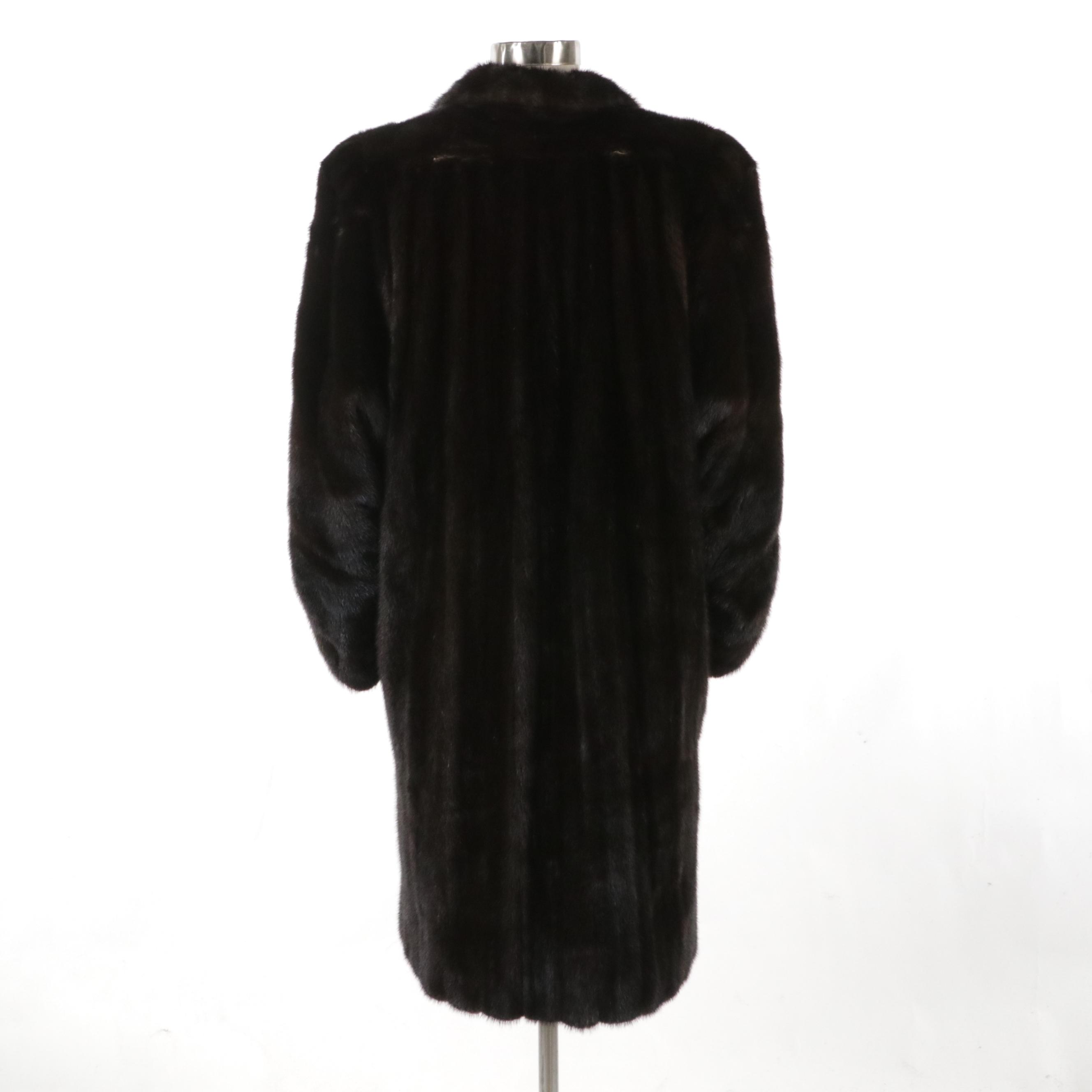 Dennis Basso Mahogany Mink Fur Mid Length Coat