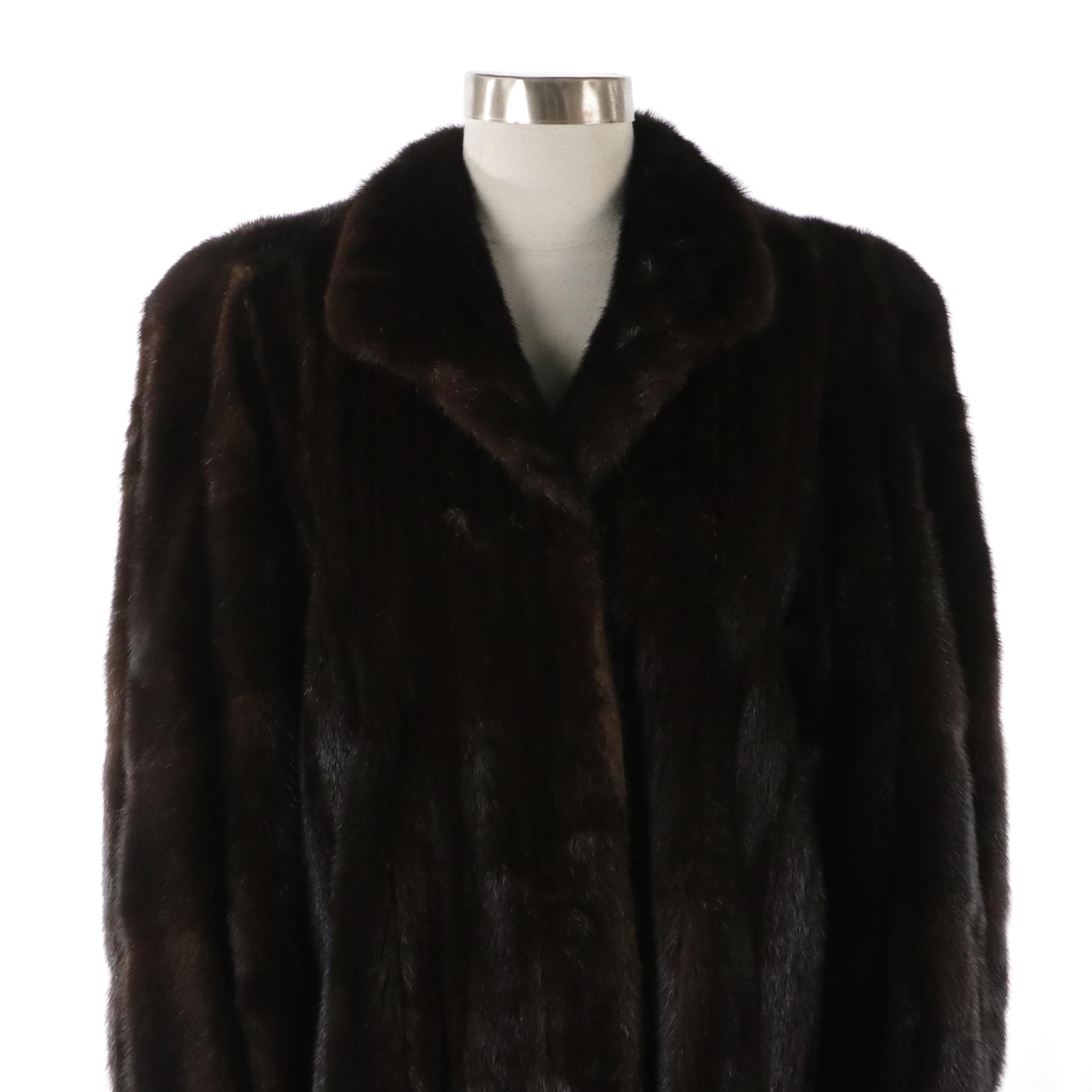 Dennis Basso Mahogany Mink Fur Mid Length Coat