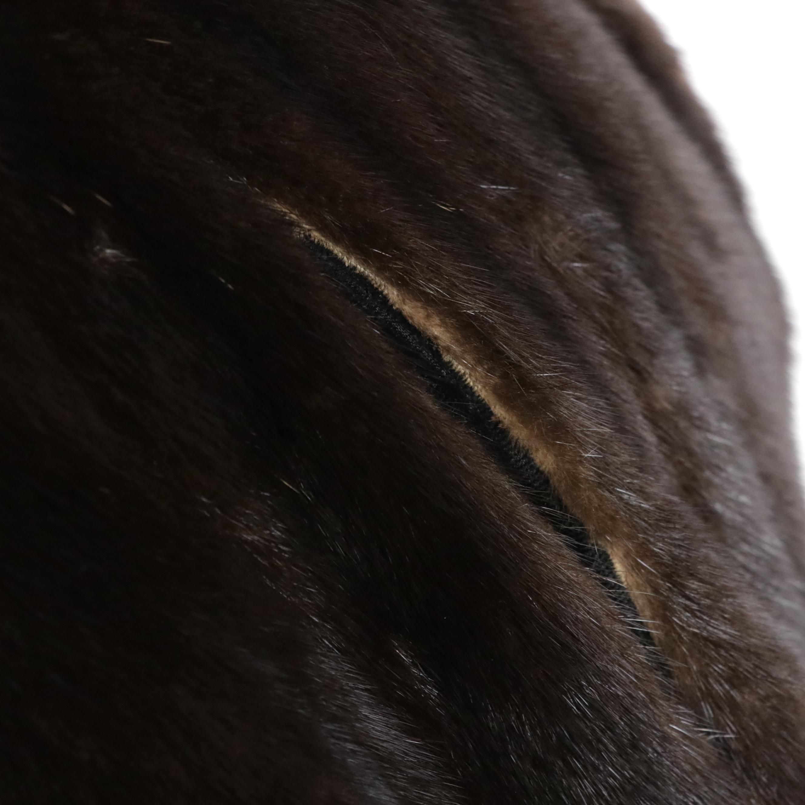 Dennis Basso Mahogany Mink Fur Mid Length Coat