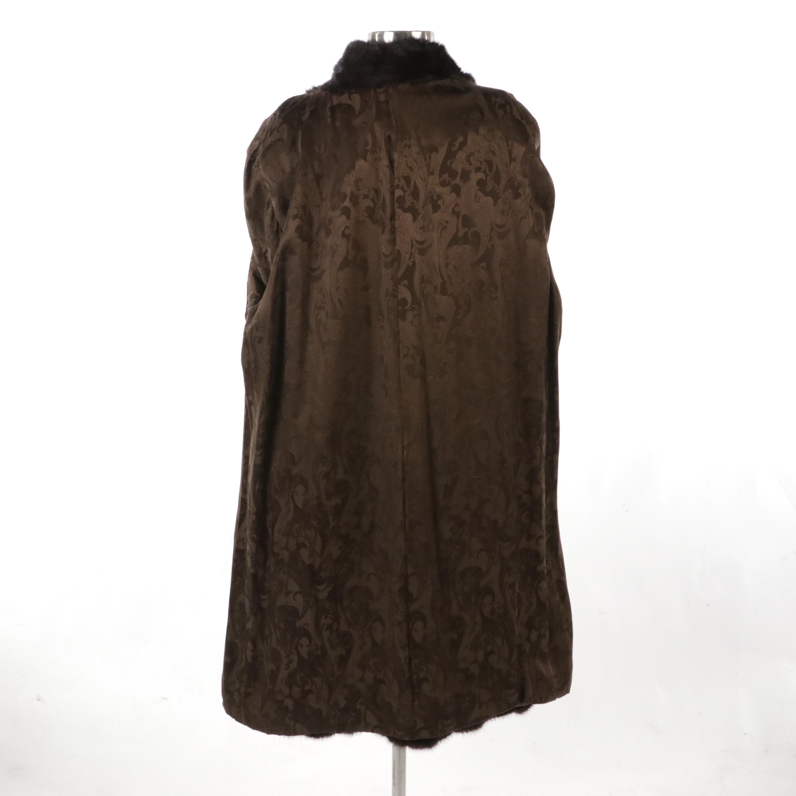 Dennis Basso Mahogany Mink Fur Mid Length Coat