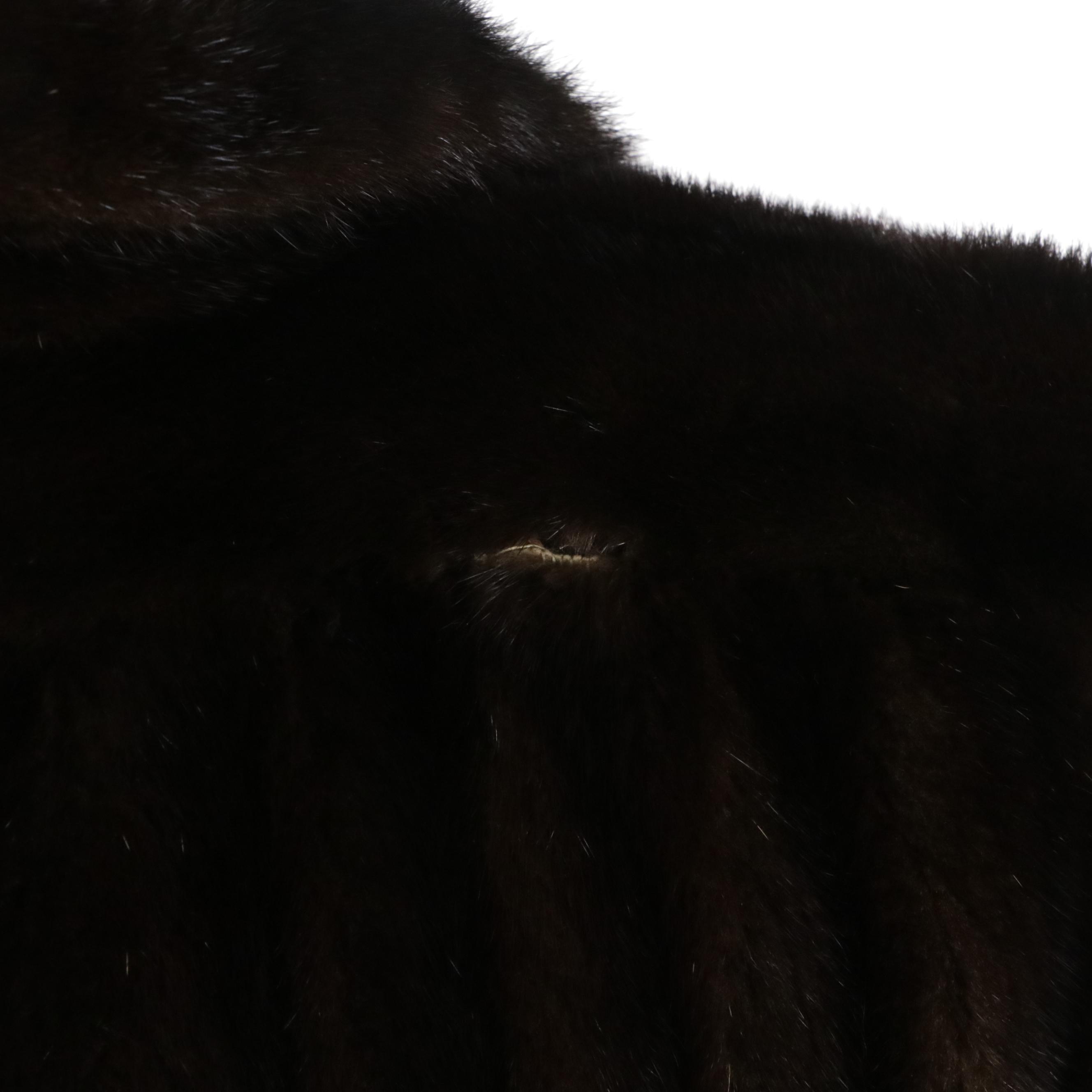 Dennis Basso Mahogany Mink Fur Mid Length Coat