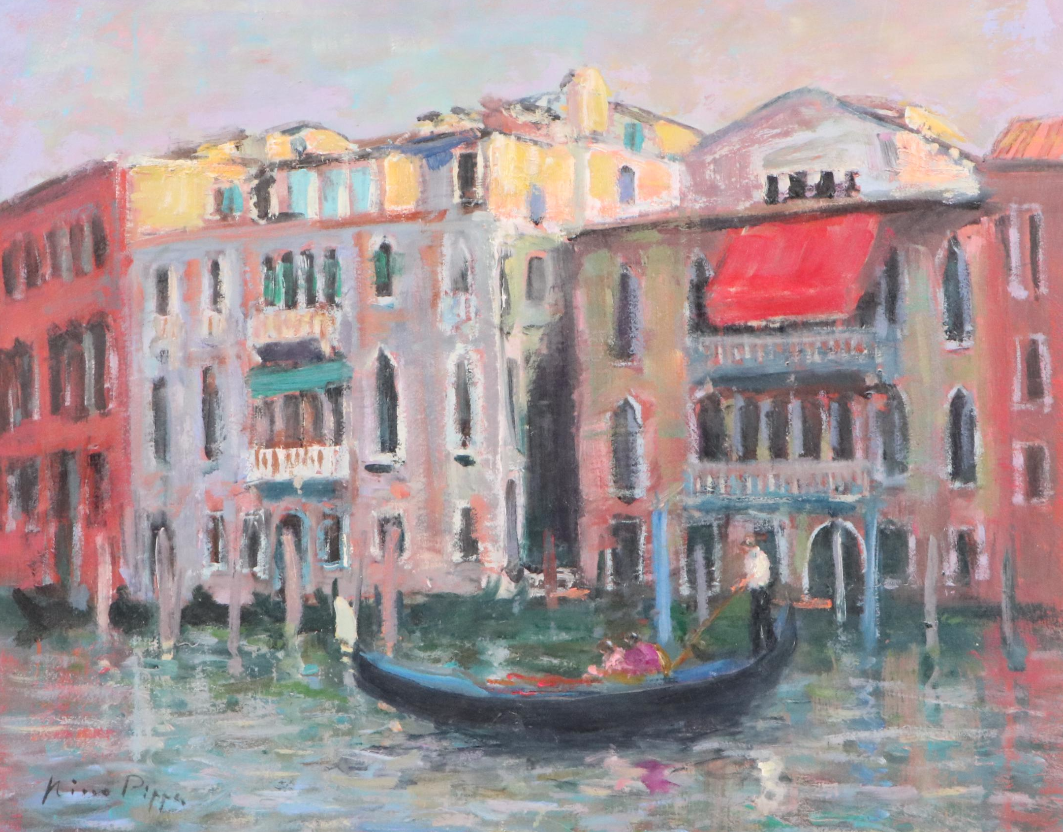 Nino Pippa Cityscape Oil Painting "Venice - Palaces on the Grand Canal," 2020