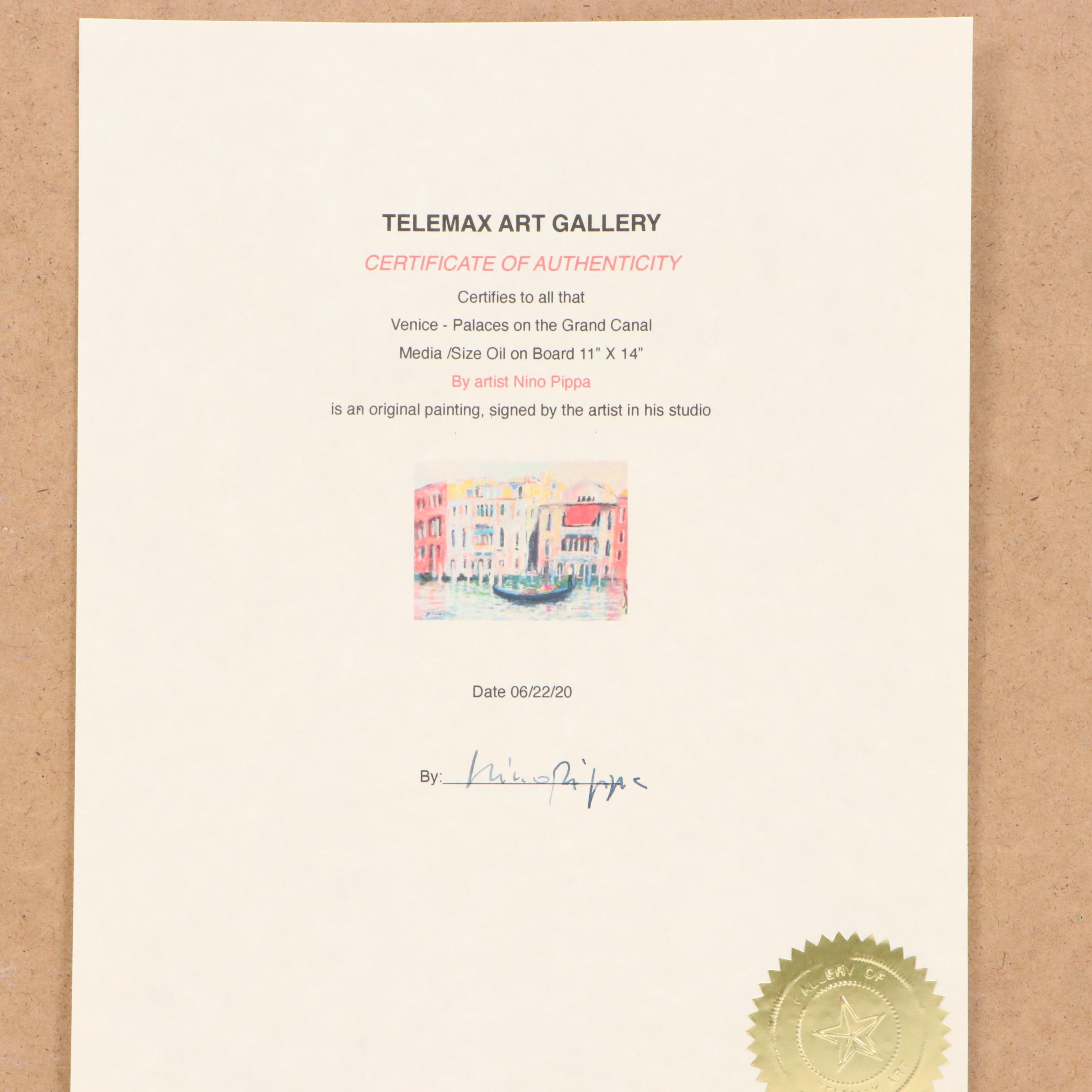 Nino Pippa Cityscape Oil Painting "Venice - Palaces on the Grand Canal," 2020