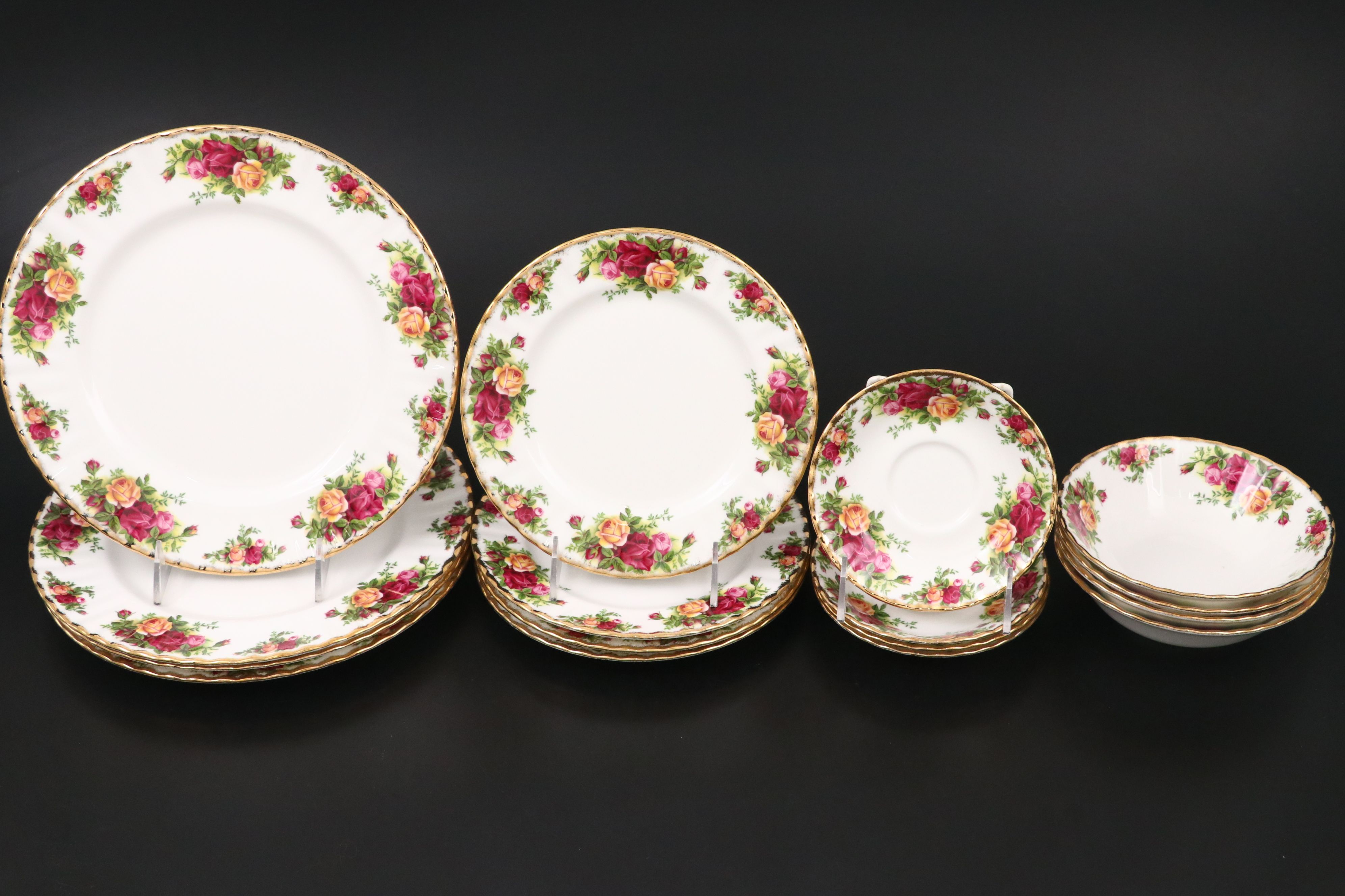 Royal Albert "Old Country Roses" Dinnerware with Cheese Tray and Vases