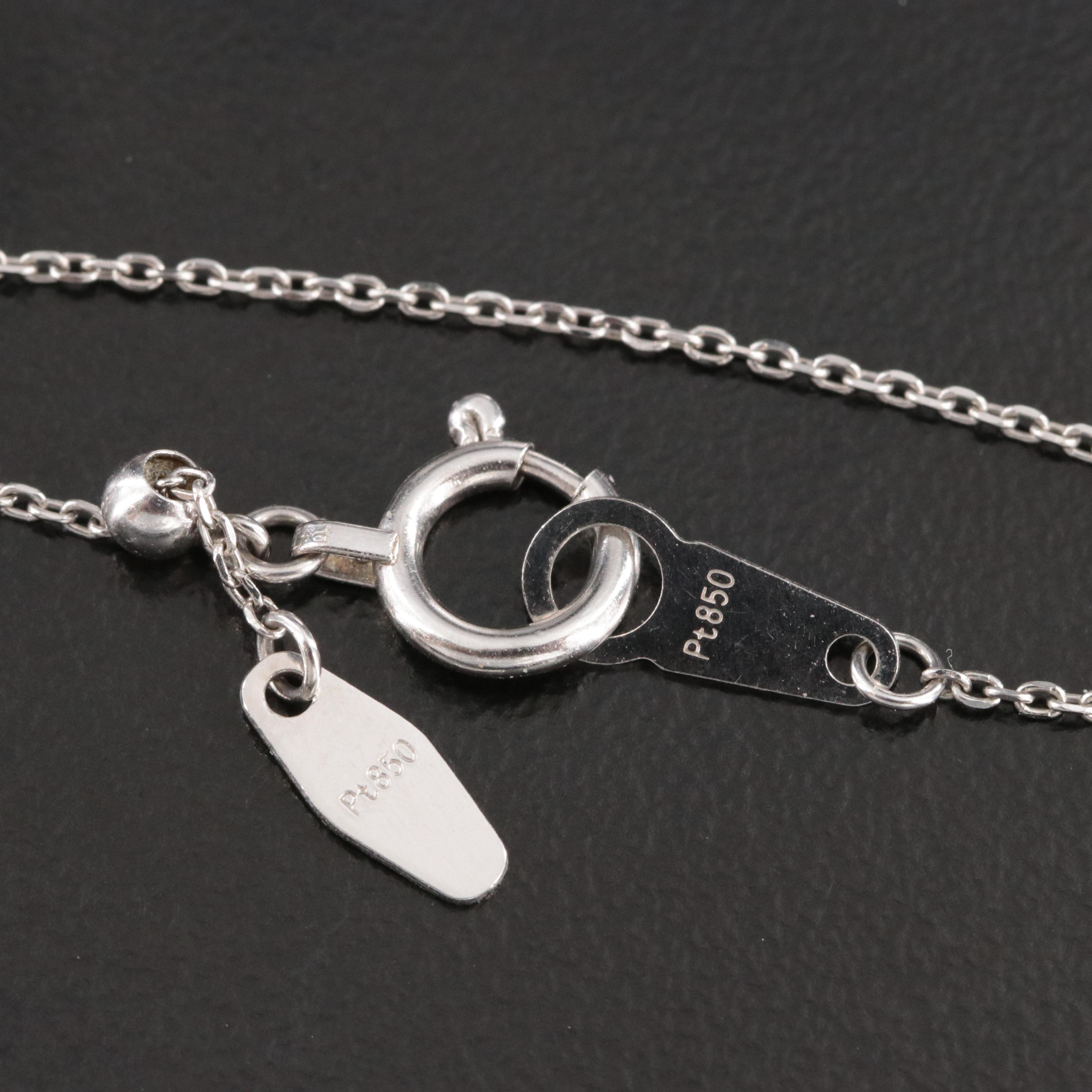 Platinum 0.39 CTW Diamond Pendant on Adjustable Chain Necklace