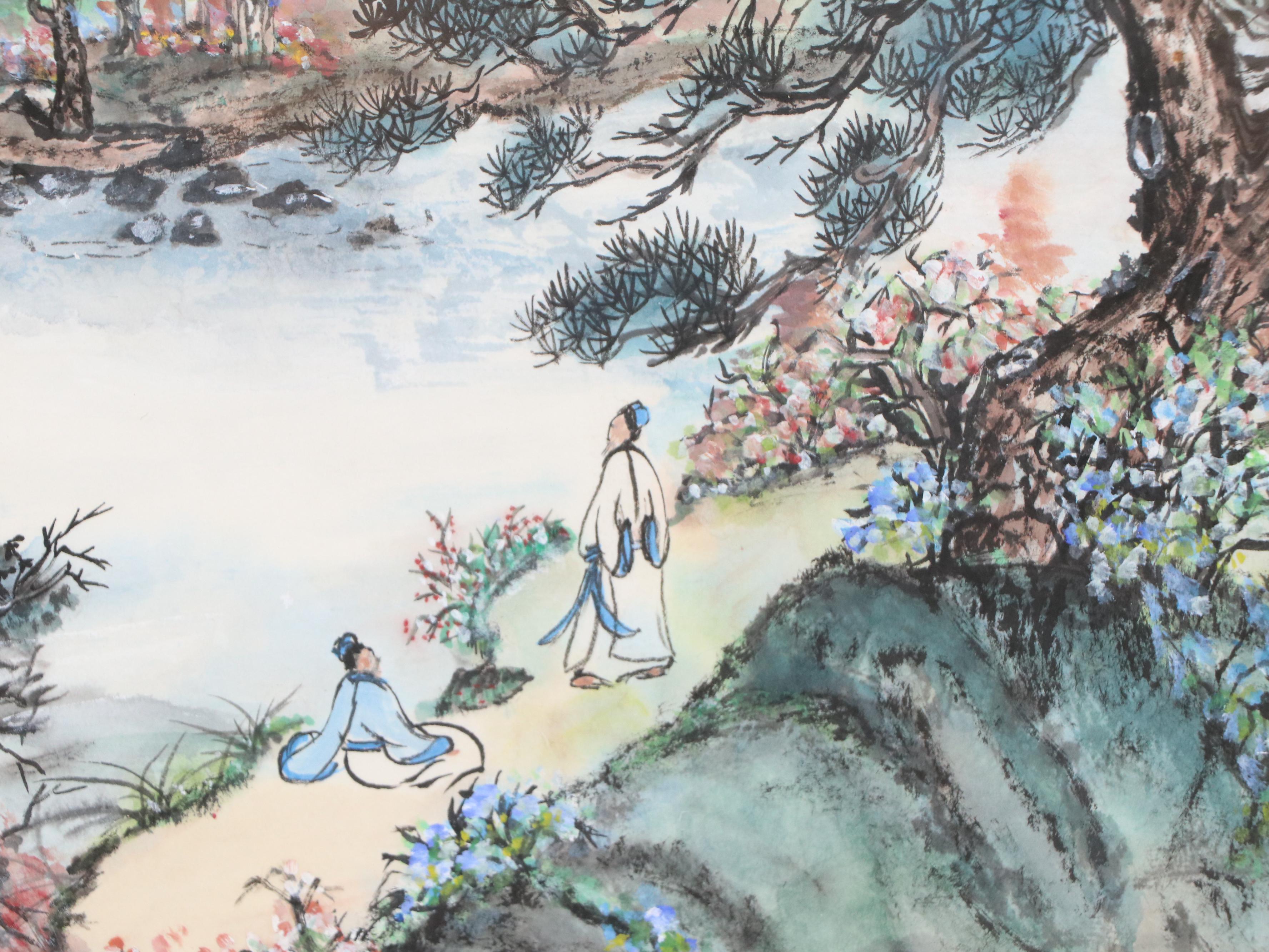Chinese Ink and Watercolor Shan Shui Painting, 20th Century