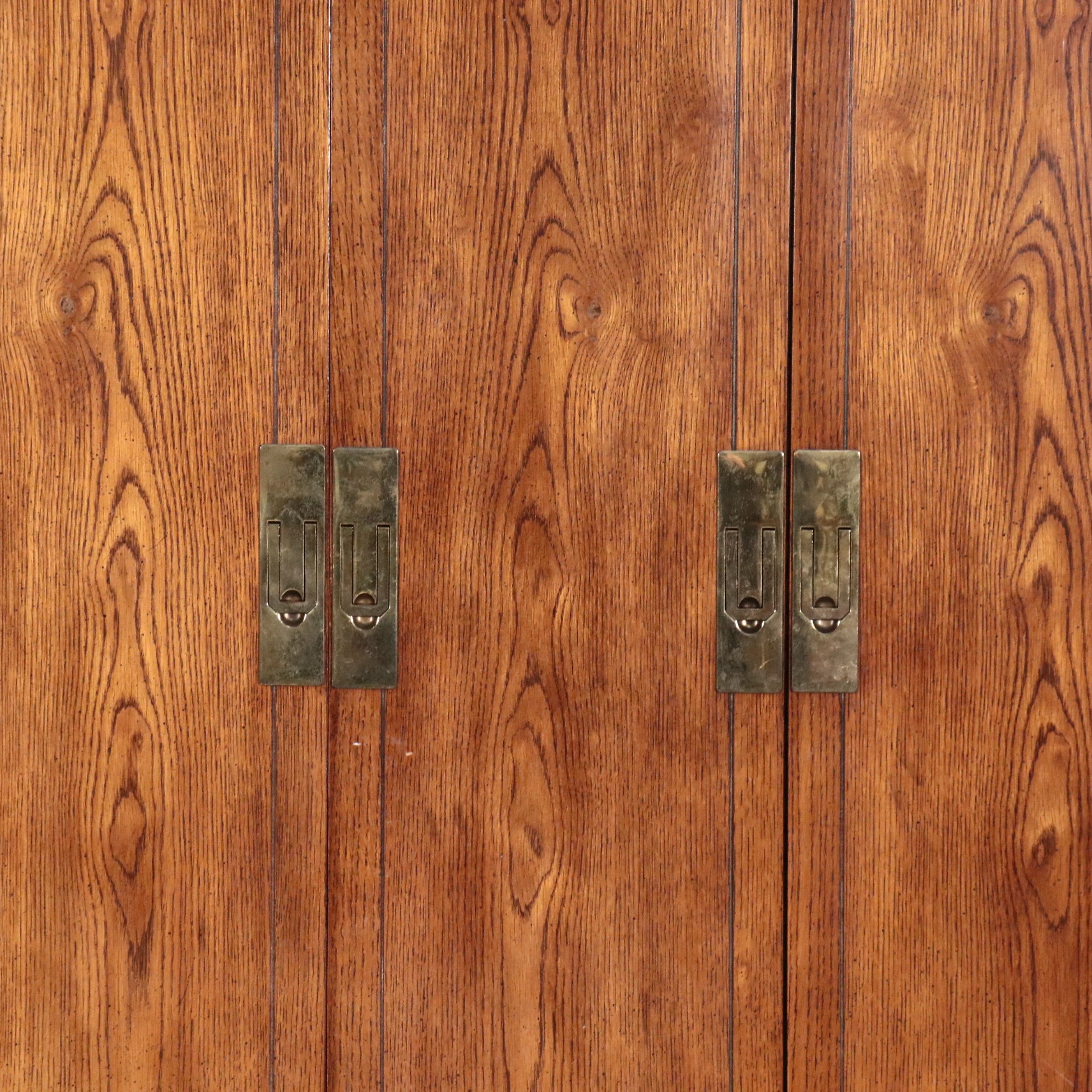 Henredon Scene One Collection Campaign Style Wooden Cabinet with Brass Fittings