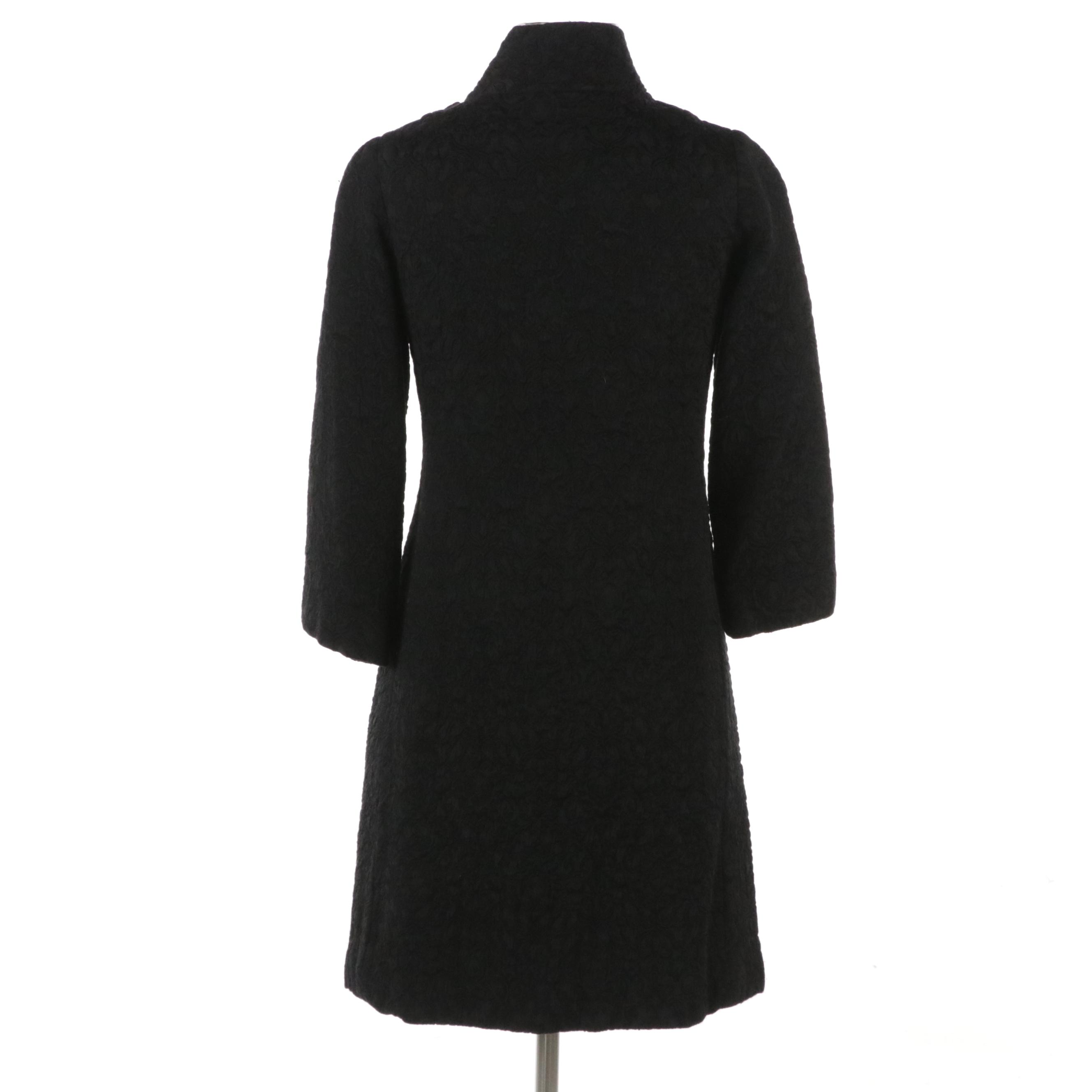 Pierre Cardin "Prestige" Jacquard Coat with Faceted Glass Globe Buttons, 1960s