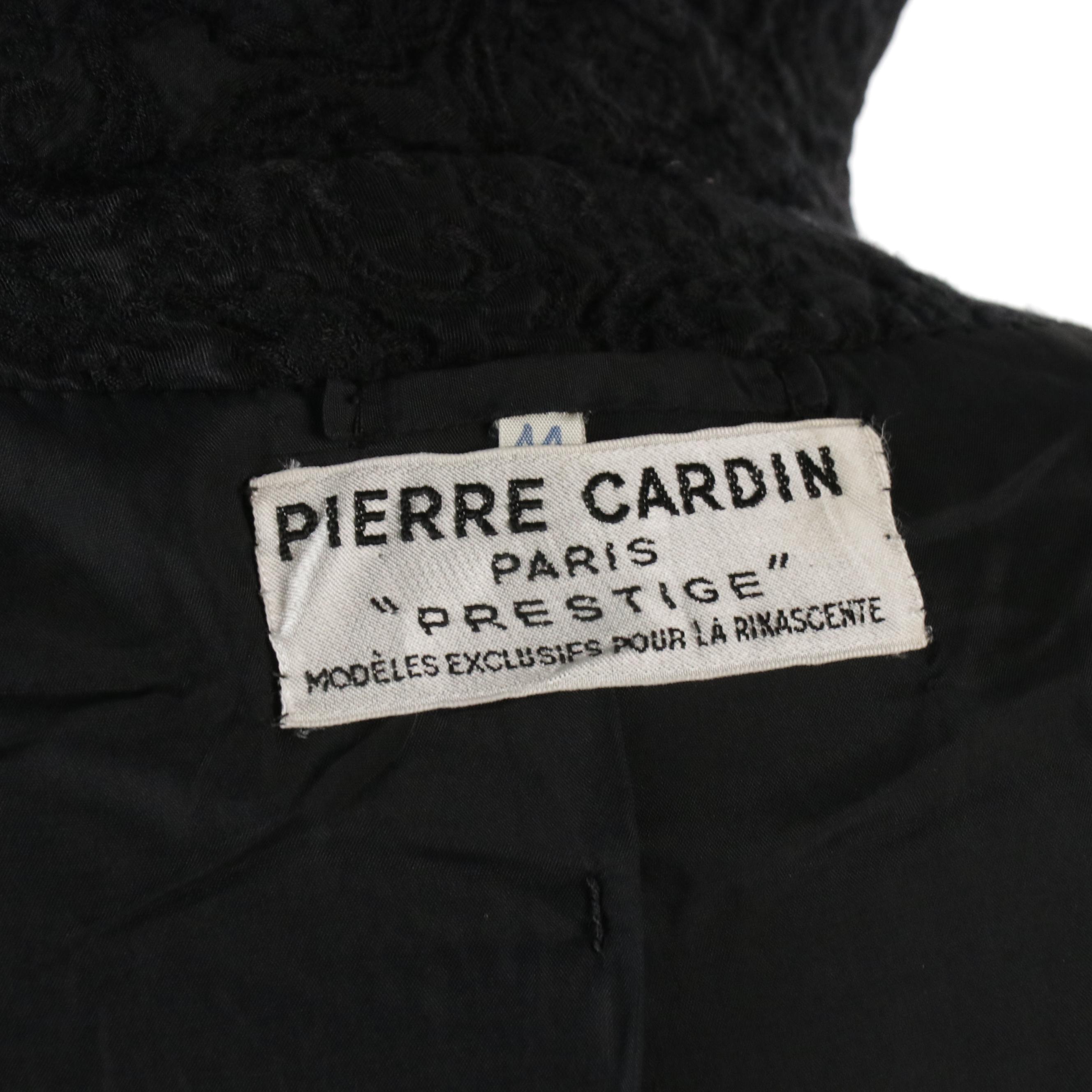 Pierre Cardin "Prestige" Jacquard Coat with Faceted Glass Globe Buttons, 1960s