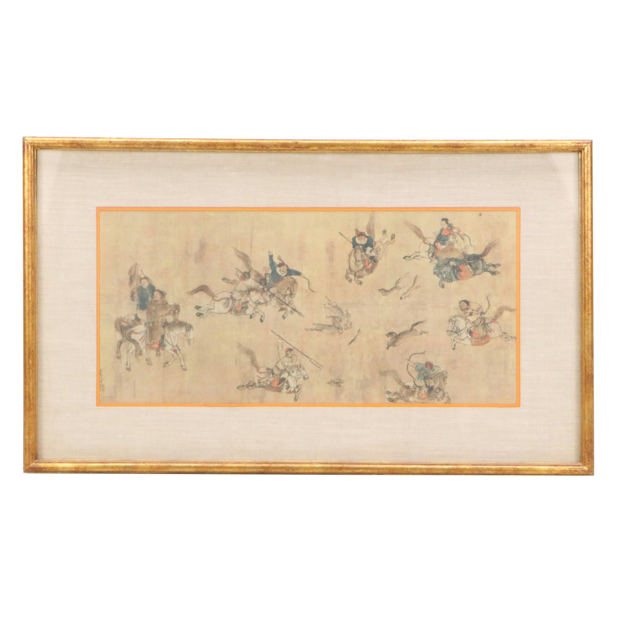 Collotype After Early Chinese Painting "End of a Mongolian Hunt"