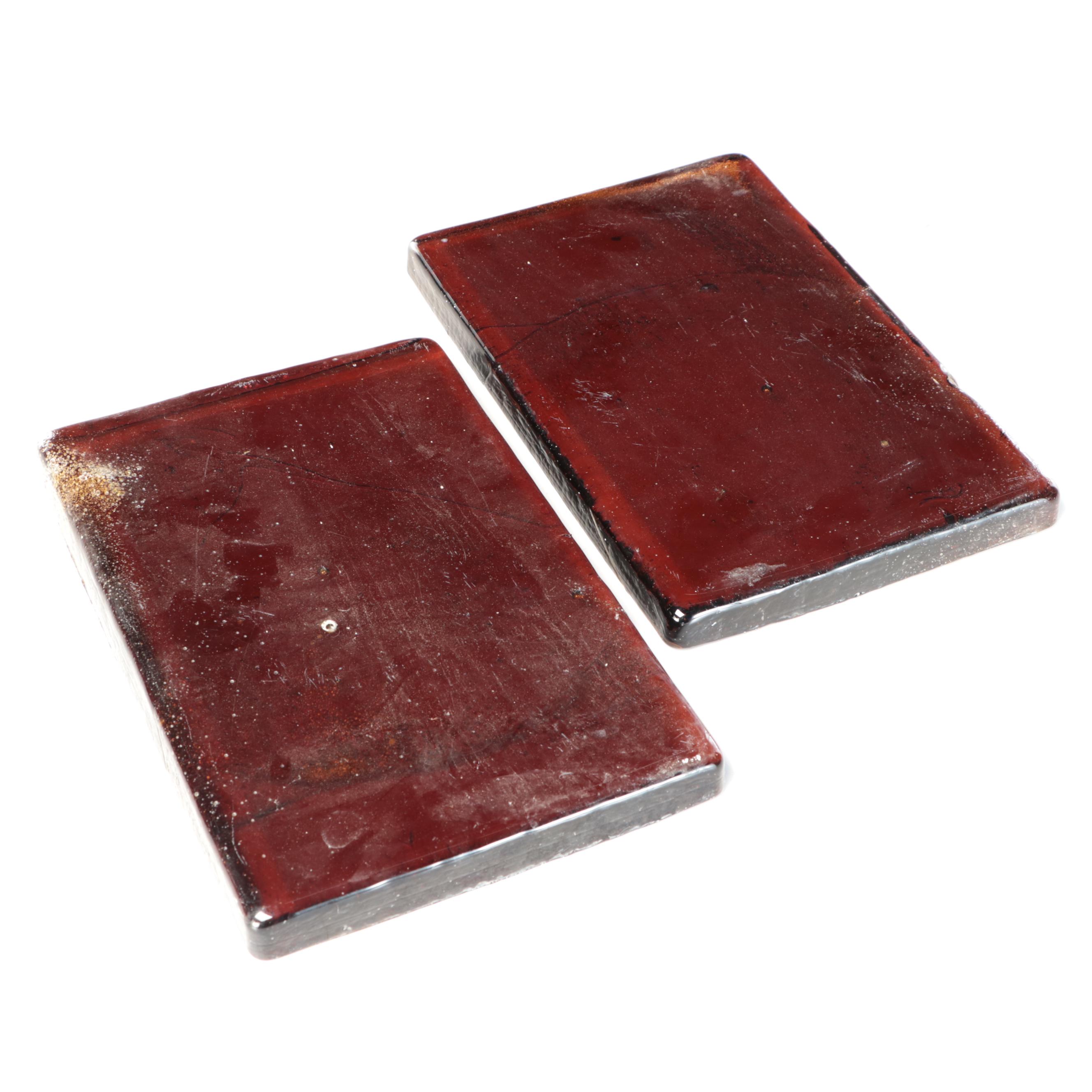 Pair of Blenko Art Glass Tile Slabs
