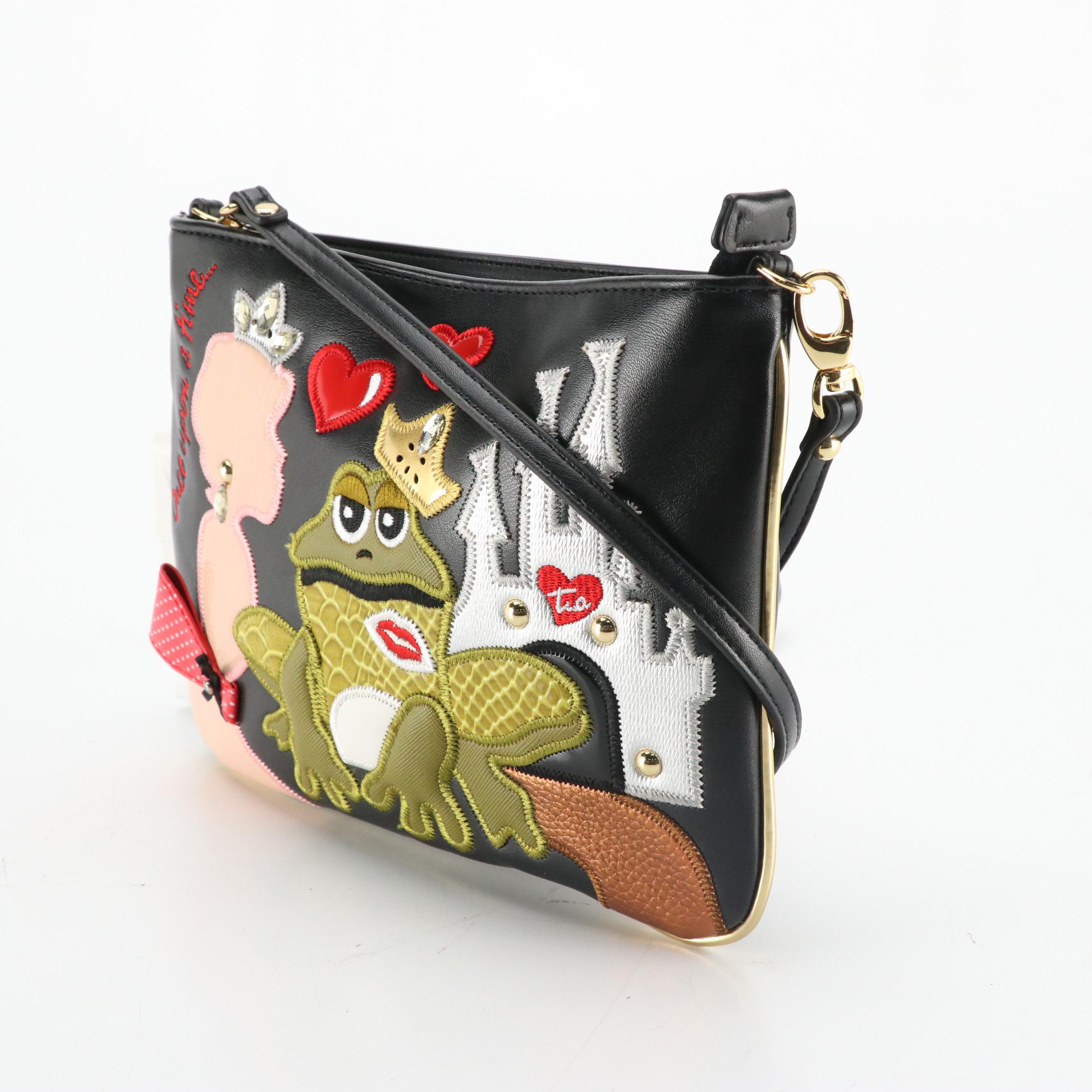 Braccialini Tua "Once Upon A Time" Mixed Leather Appliqué Crossbody Clutch